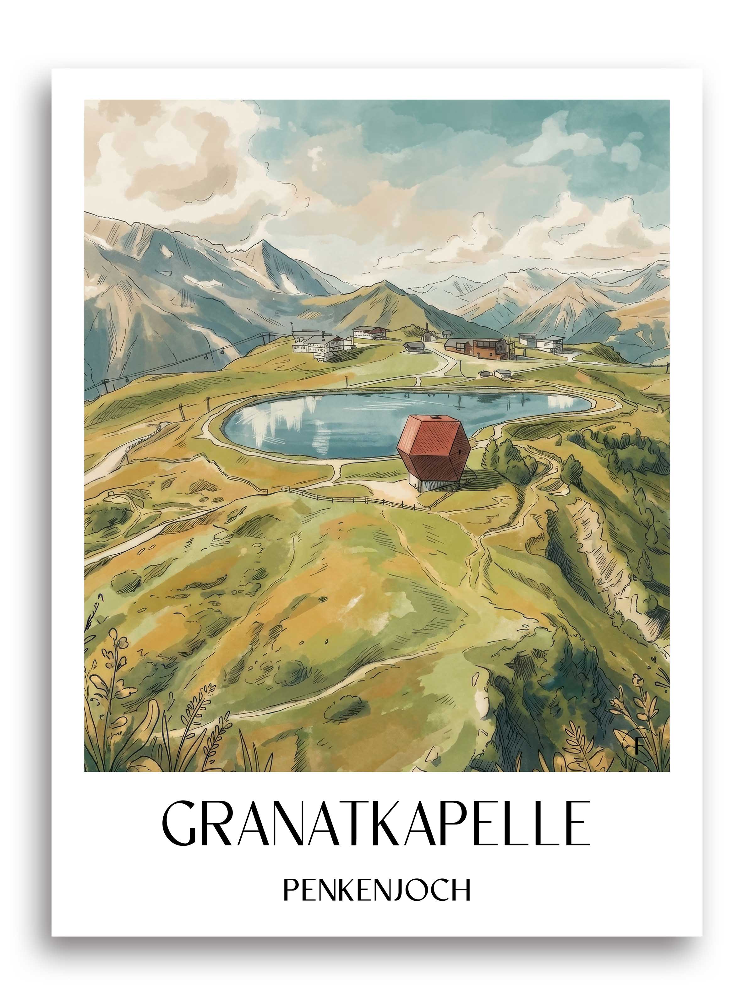 granatkapelle-penkenjoch-österreich-poster-aquarell