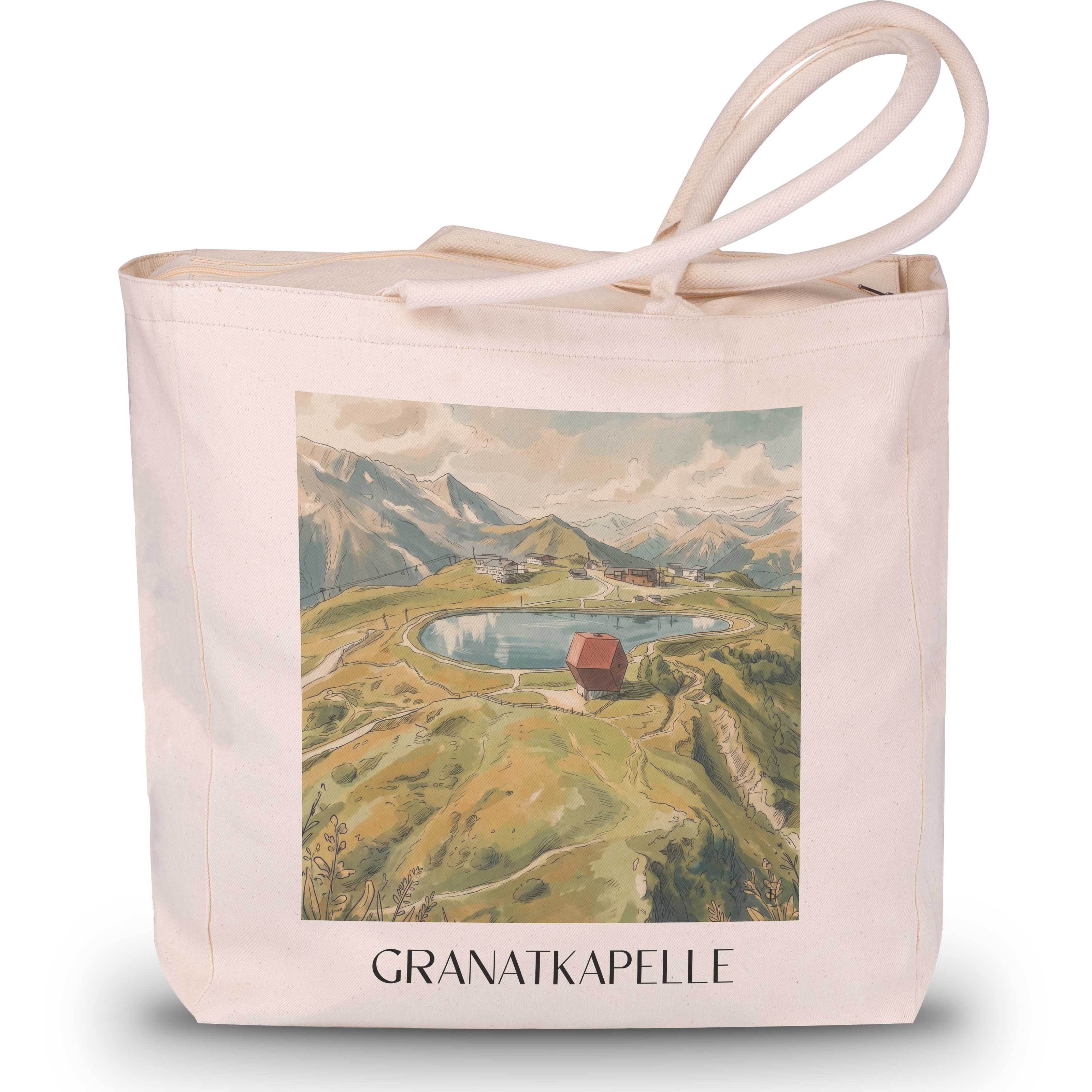 Granatkapelle Shopping Tasche - Penkenjoch - Österreich Tote Bag - Einkaufstasche im Aquarell Stil - favplace