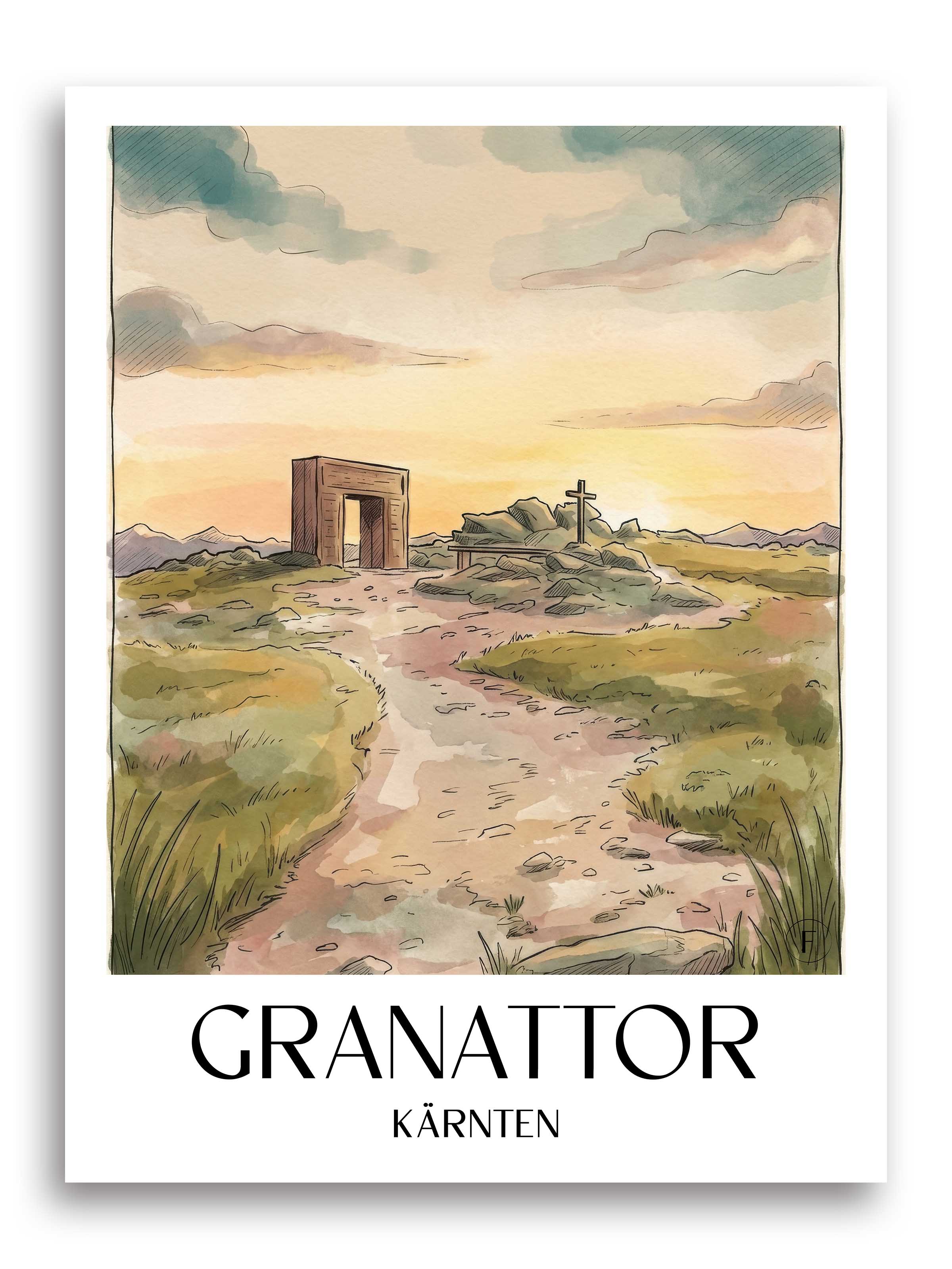 granattor-kärnten-österreich-poster-aquarell
