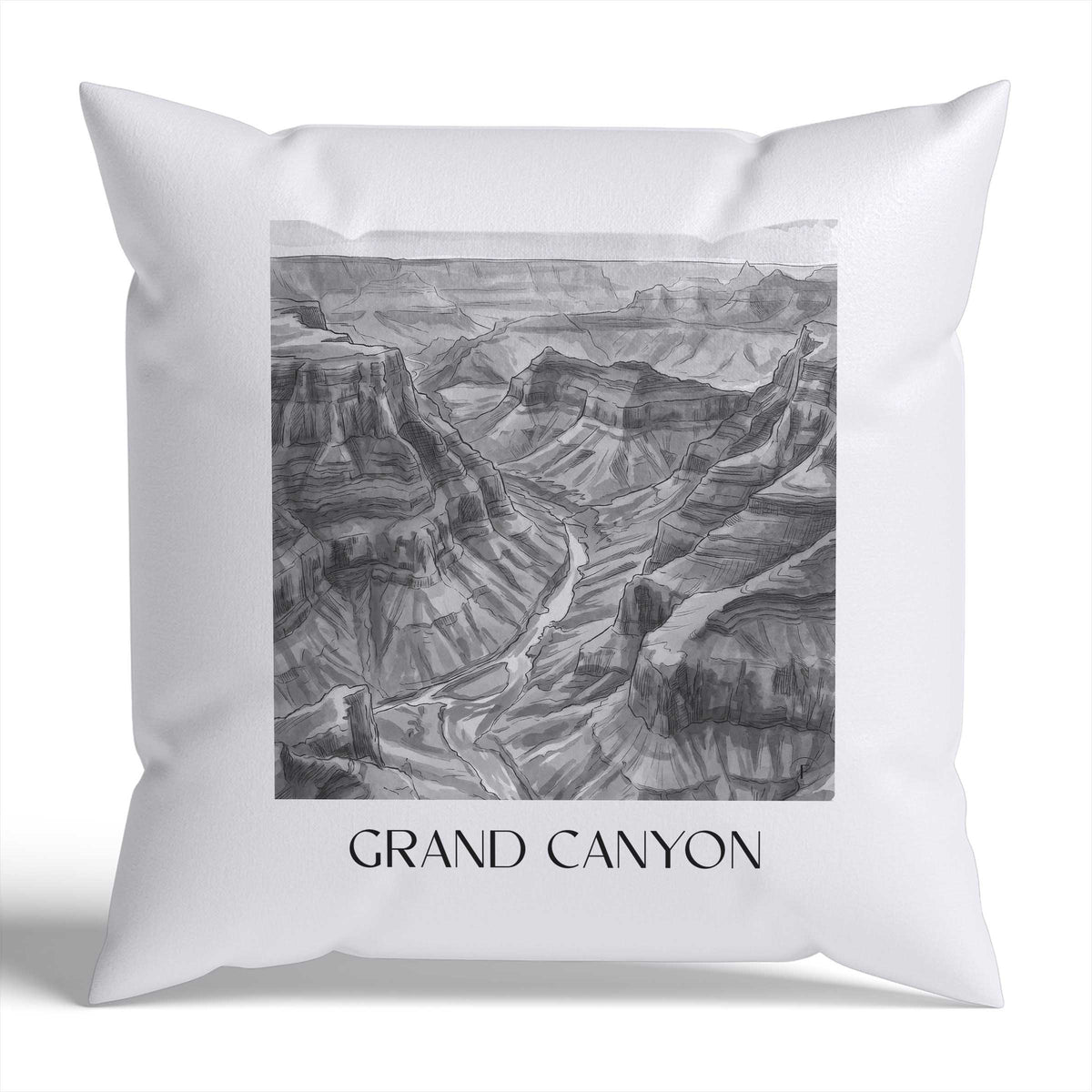 Grand Canyon Kissenhülle - Zierkissen Bezug - USA - USA Kissen bzw. Kissenbezug im Aquarell Schwarz-Weiß Stil - favplace