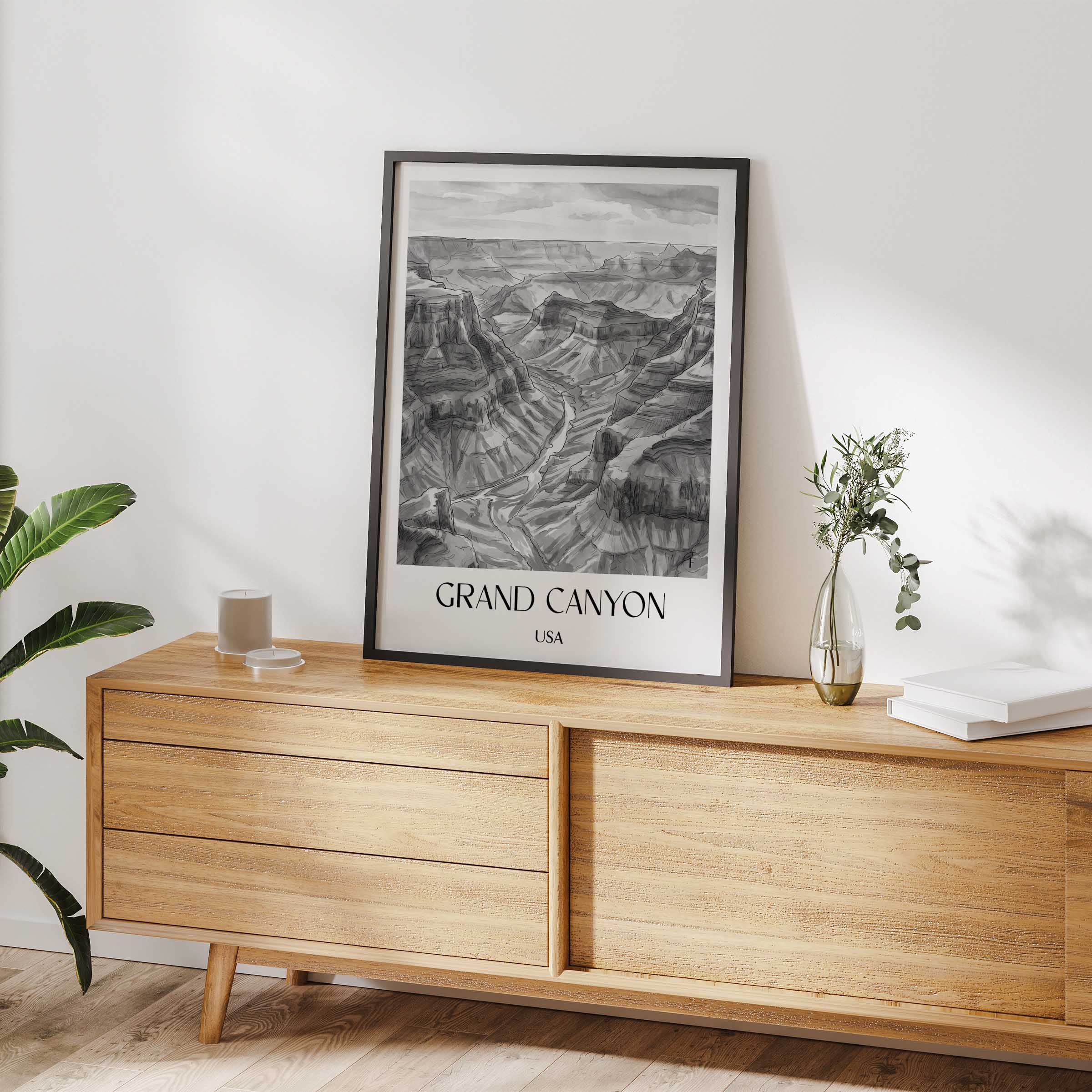 grand-canyon-usa-poster-aquarell-schwarz-weiss