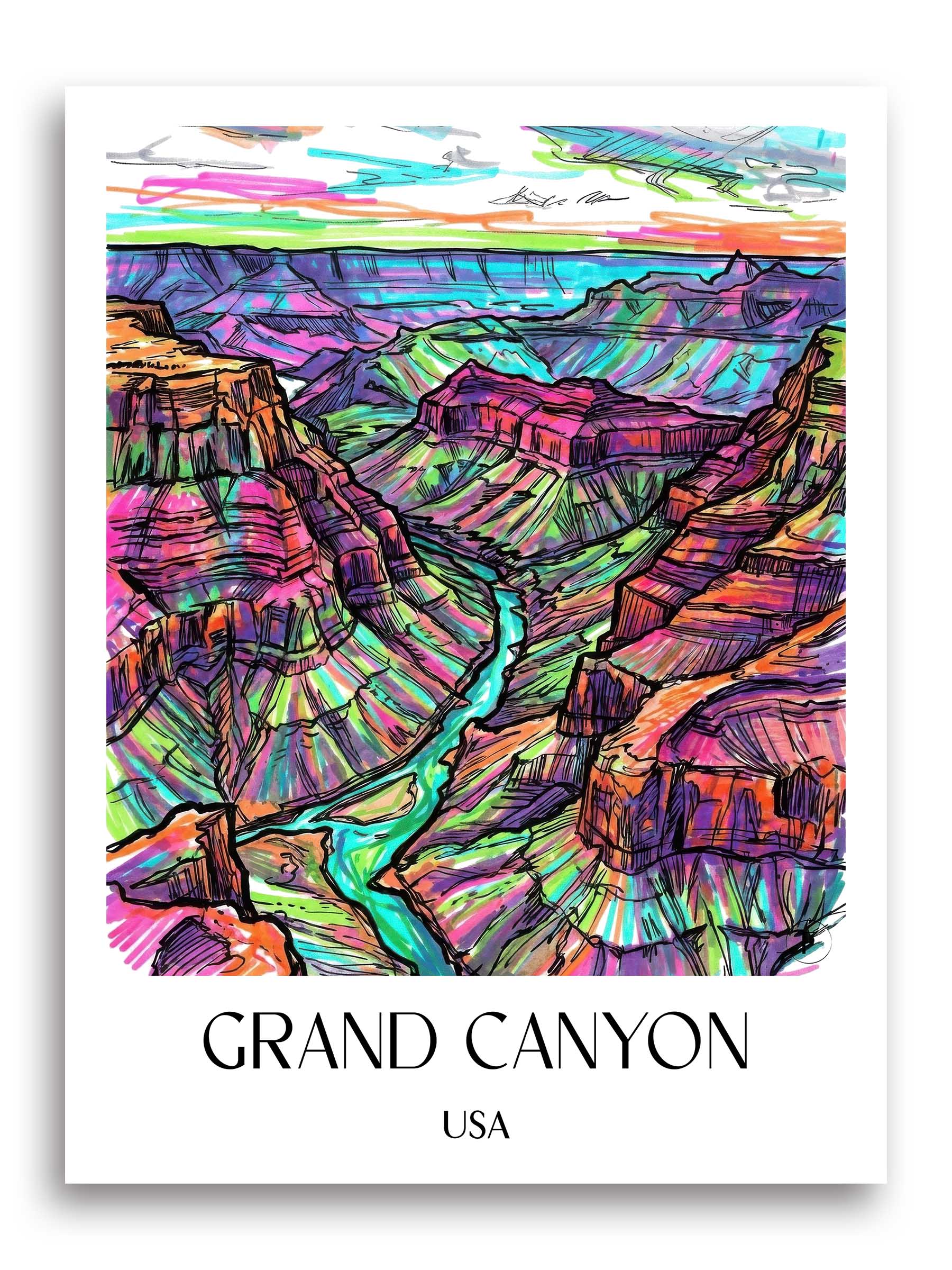 Grand Canyon Poster - - USA Kunstdruck - Tag Graffiti von A4 bis A1 - favplace