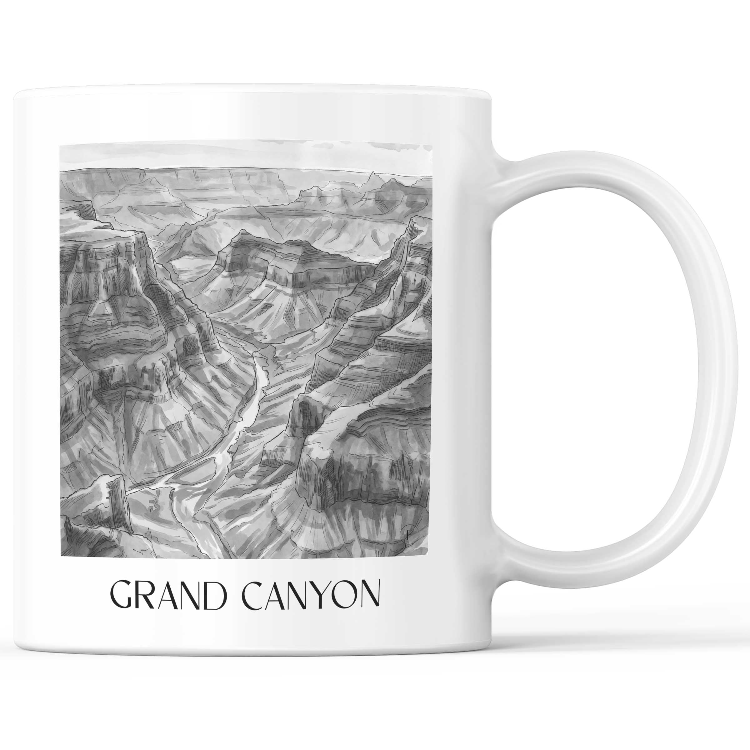 Grand Canyon - USA Becher - Kaffeetasse im Aquarell Schwarz-Weiß Stil - favplace