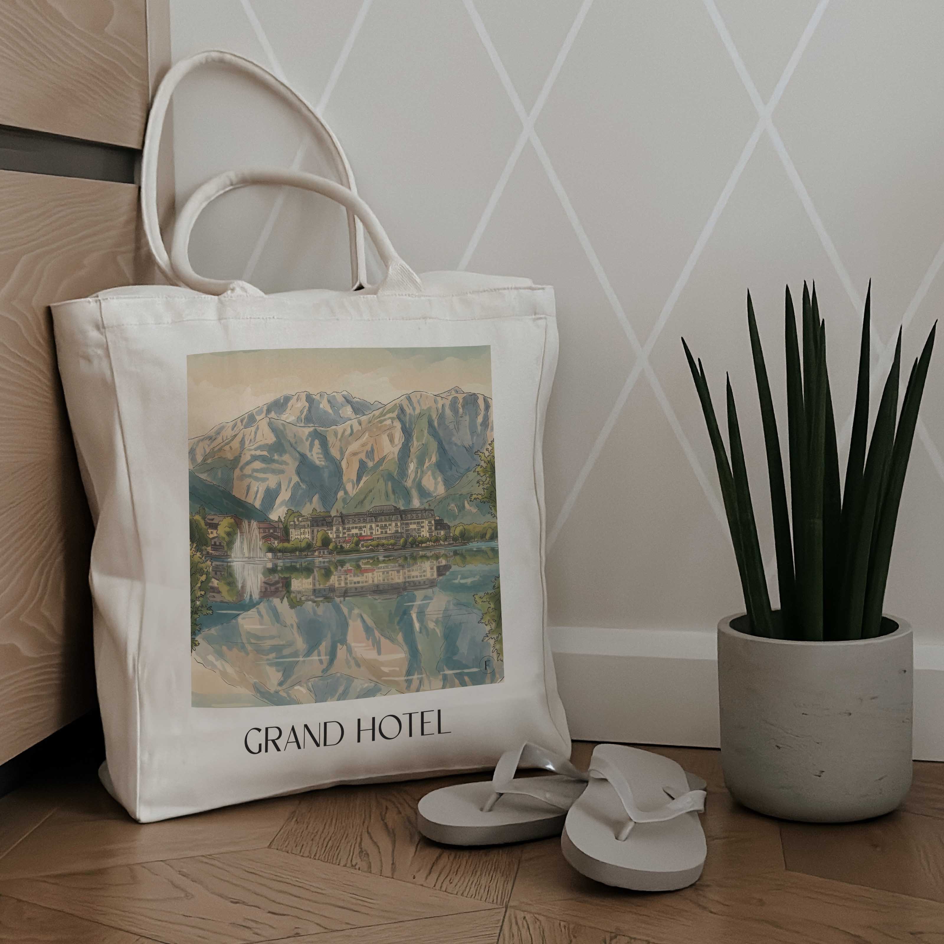 grand-hotel-zell-am-see-österreich-einkaufstasche-aquarell