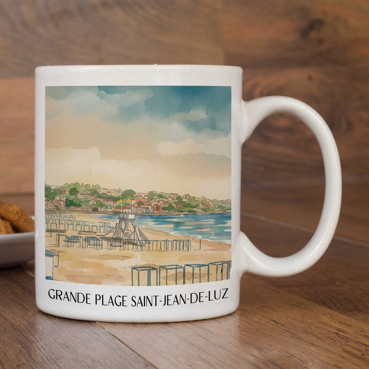 grande-plage-saint-jean-de-luz-pays-basque-frankreich-kaffeebecher-aquarell