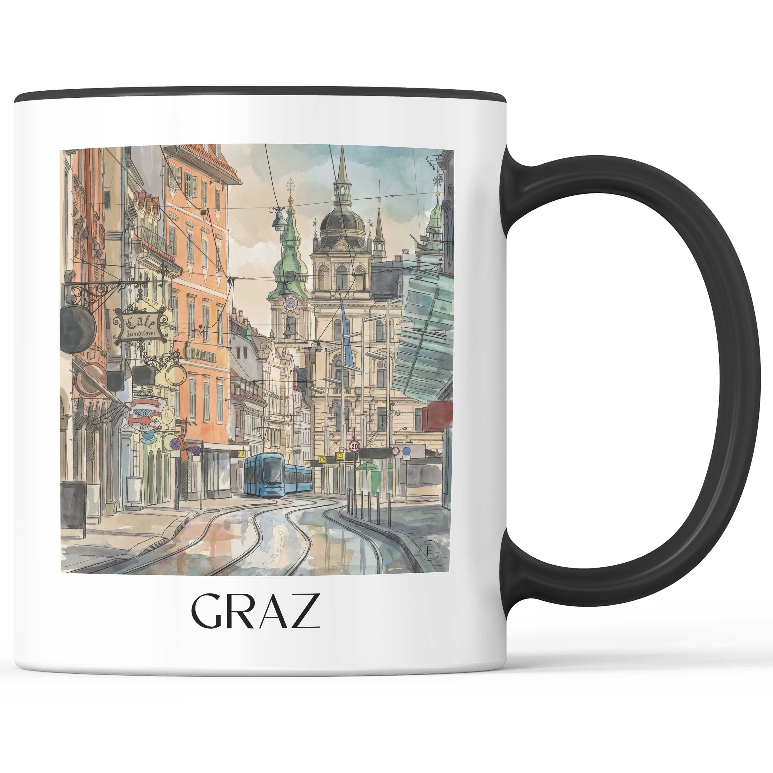 Graz Kaffeebecher - Österreich - Österreich Becher - Kaffeetasse im Aquarell Stil - favplace