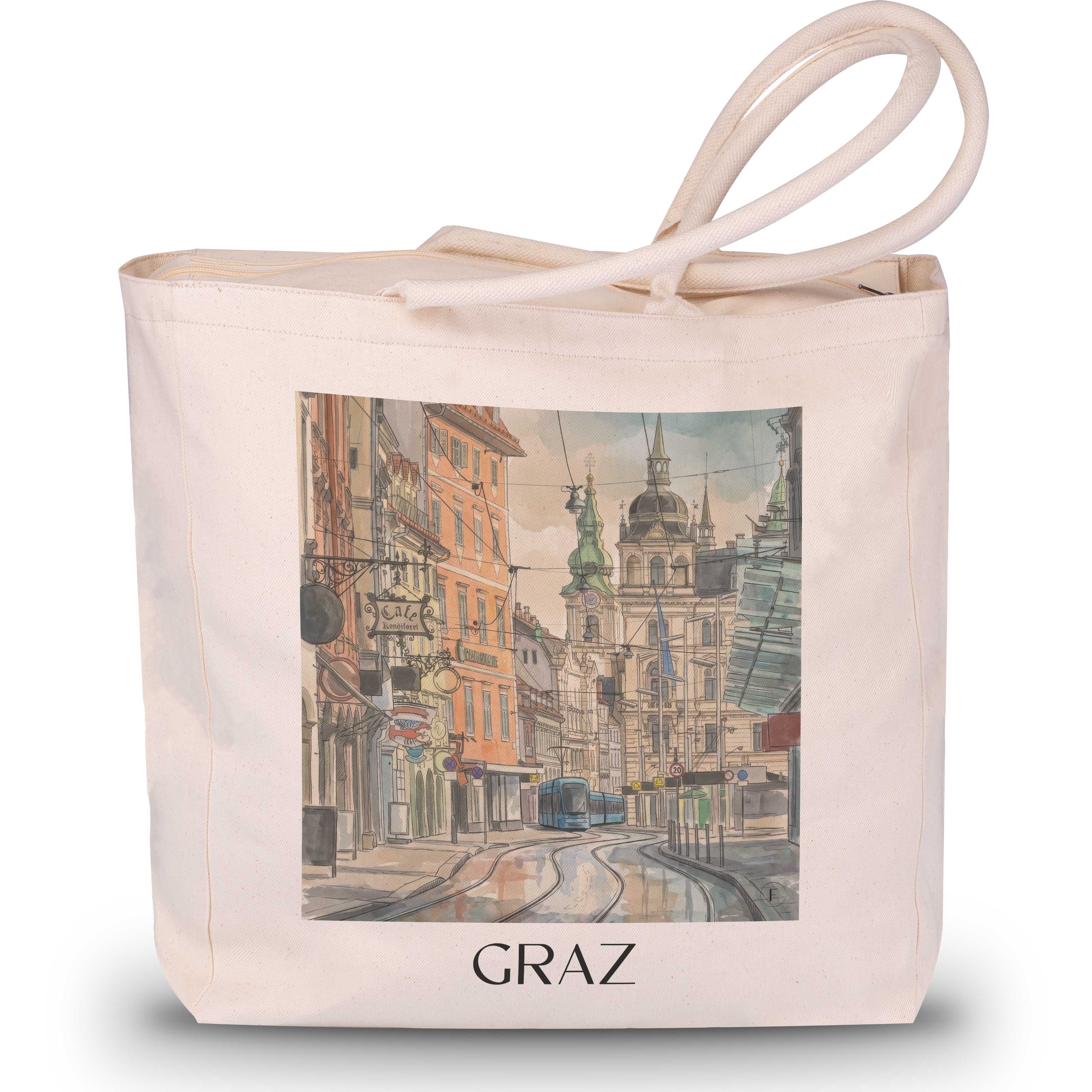 Graz Shopping Tasche - Österreich - Österreich Tote Bag - Einkaufstasche im Aquarell Stil - favplace