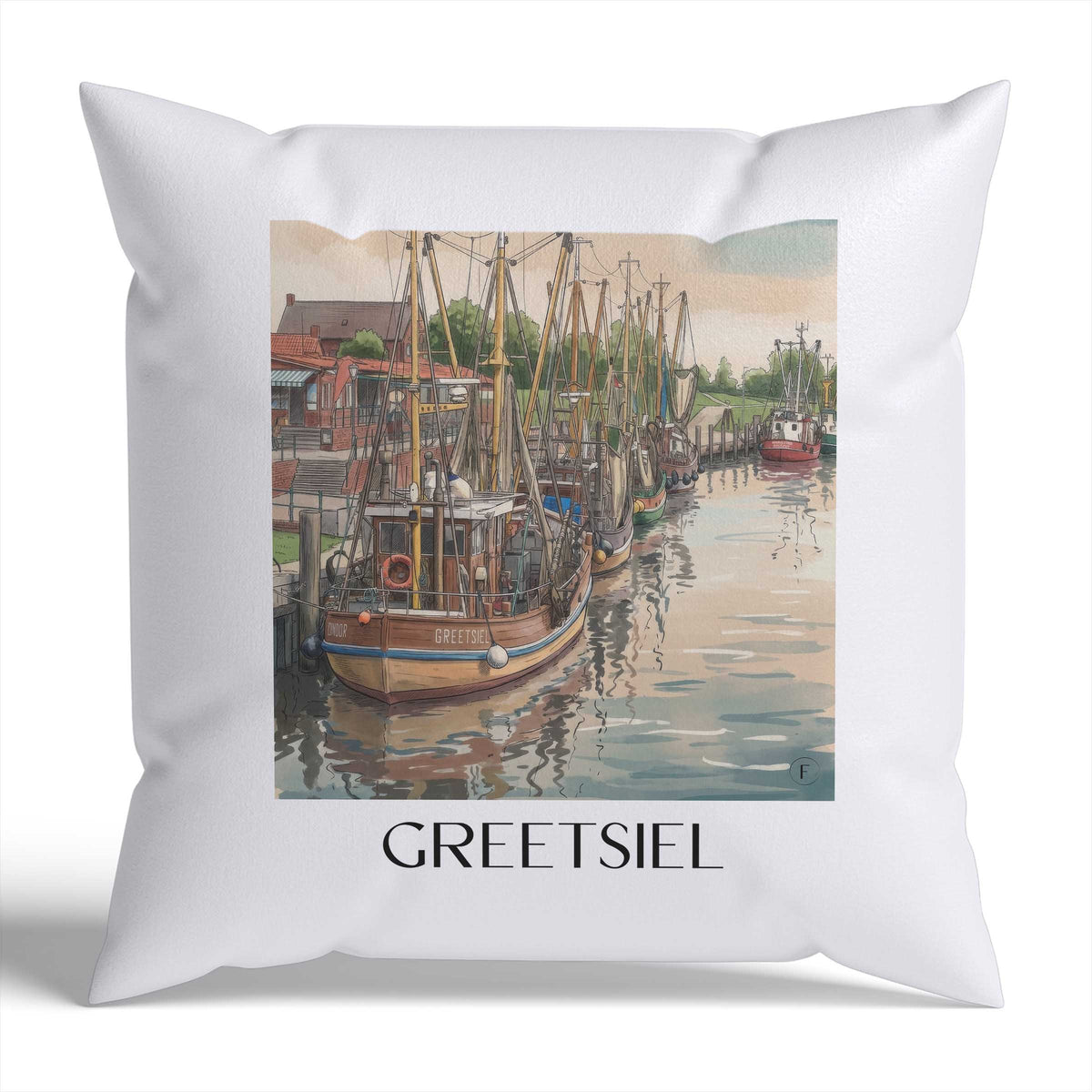 Greetsiel Kissenhülle - Zierkissen Bezug - Ostfriesland - Deutschland Kissen bzw. Kissenbezug im Aquarell Stil - favplace