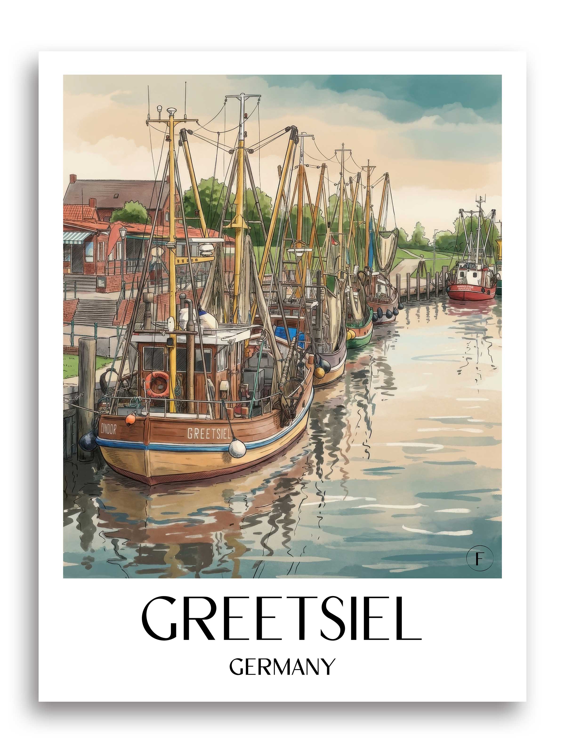 Greetsiel Poster - Ostfriesland - Deutschland Kunstdruck - Aquarell von A4 bis A1 - favplace