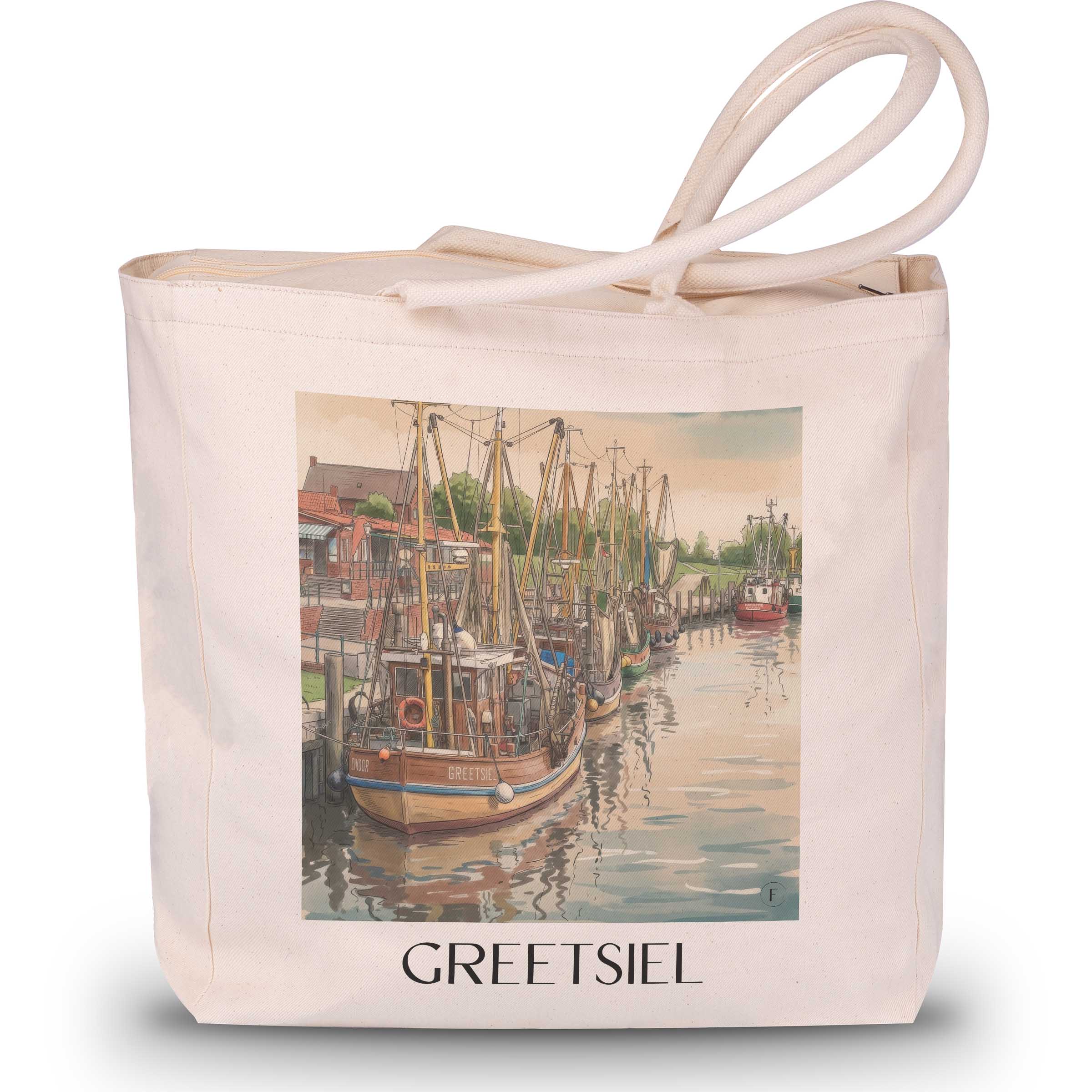 Greetsiel Shopping Tasche - Ostfriesland - Deutschland Tote Bag - Einkaufstasche im Aquarell Stil - favplace