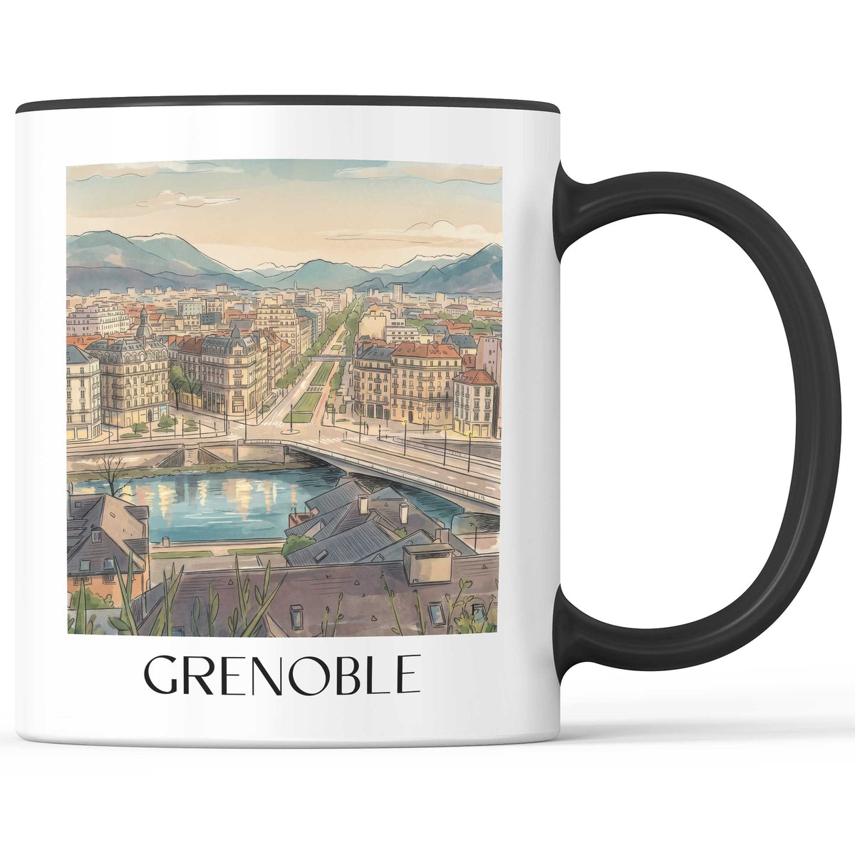Grenoble Kaffeebecher - Isère - Frankreich Becher - Kaffeetasse im Aquarell Stil - favplace