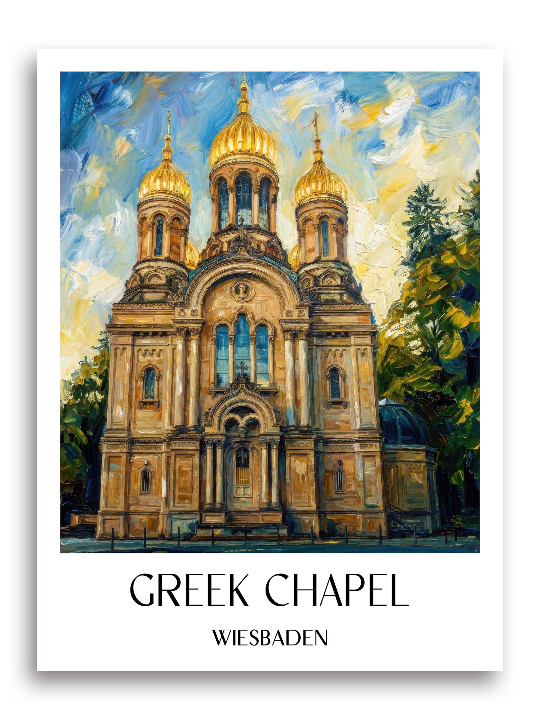 Grichische Kapelle Poster - Wiesbaden - Deutschland Kunstdruck - Ölgemälde von A4 bis A1 - favplace