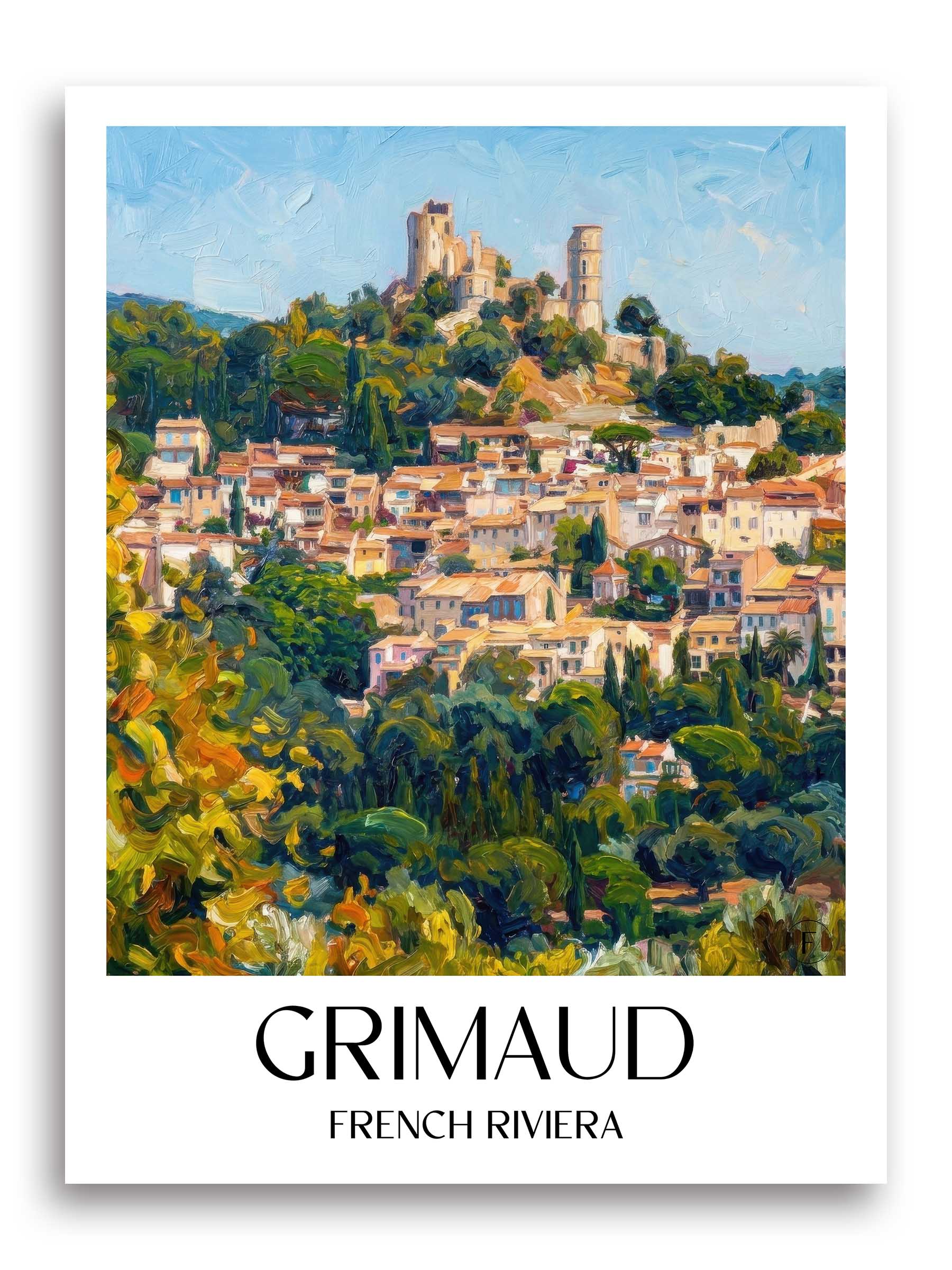 Grimaud Poster - Côte d´Azur - Frankreich Kunstdruck - Ölgemälde von A4 bis A1 - favplace