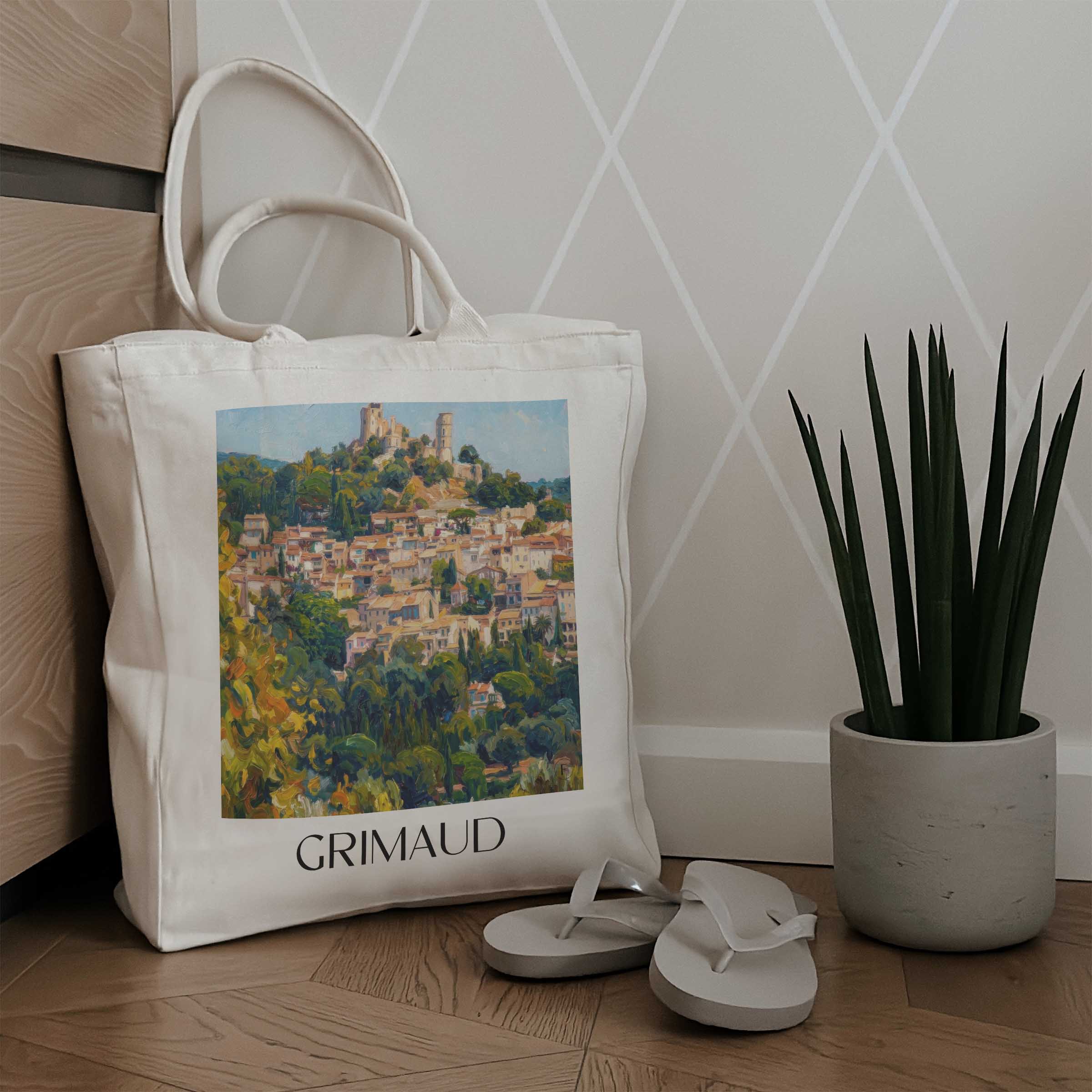 grimaud-côte-d´azur-frankreich-einkaufstasche-oil-painting-oelgemaelde