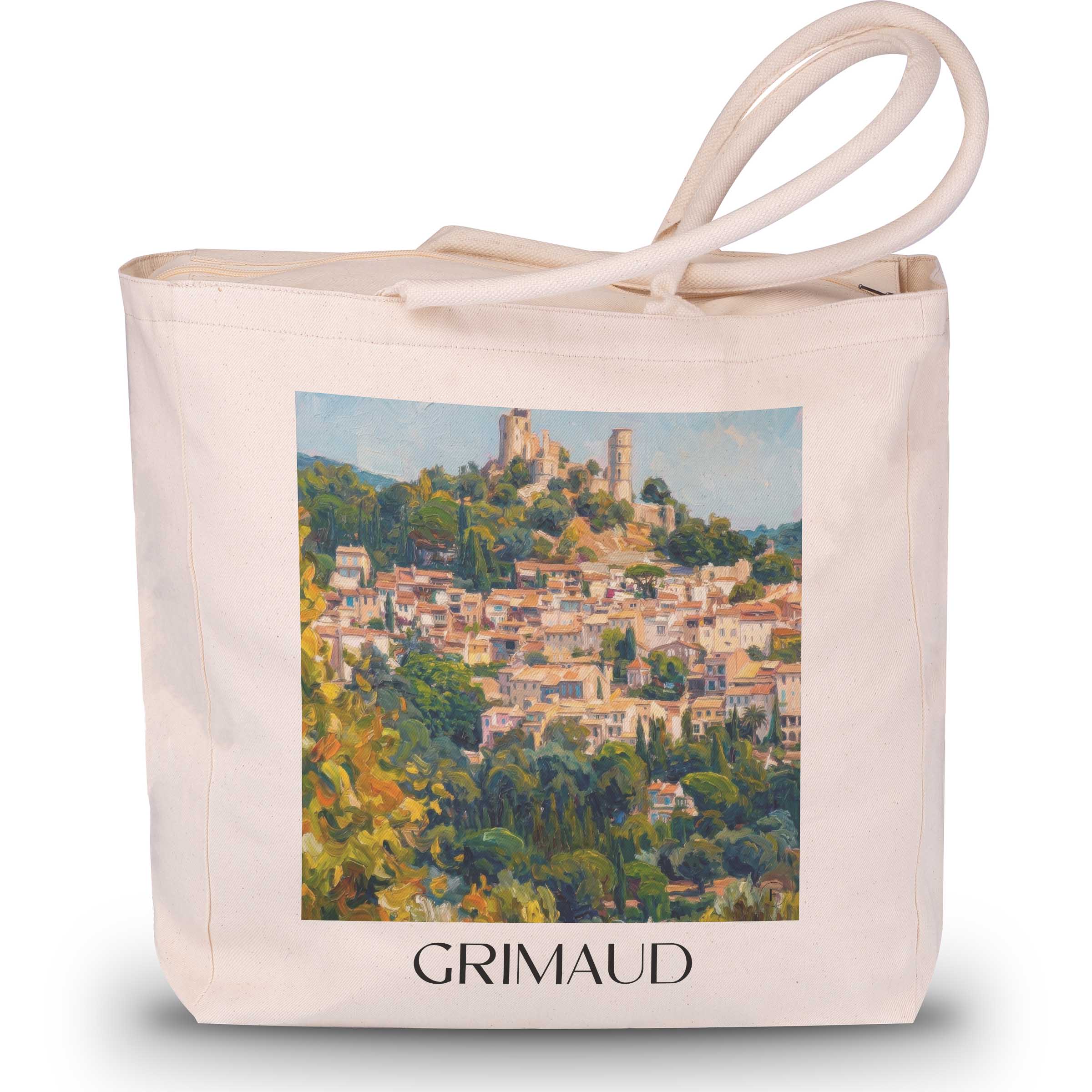 Grimaud Shopping Tasche - Côte d´Azur - Frankreich Tote Bag - Einkaufstasche im Ölgemälde Stil