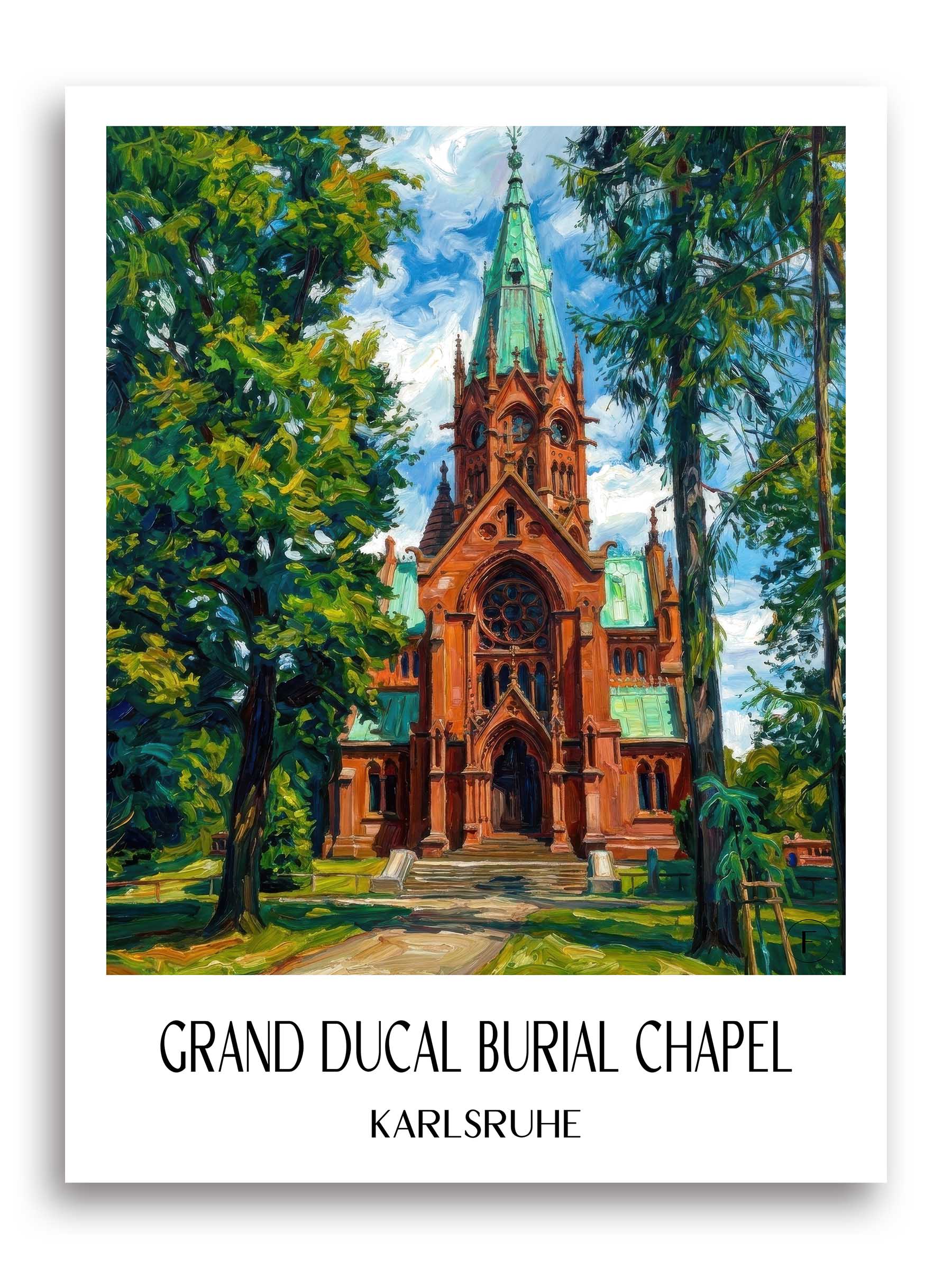 Großherzogliche Grabkapelle Poster - Karlsruhe - Deutschland Kunstdruck - Ölgemälde von A4 bis A1 - favplace