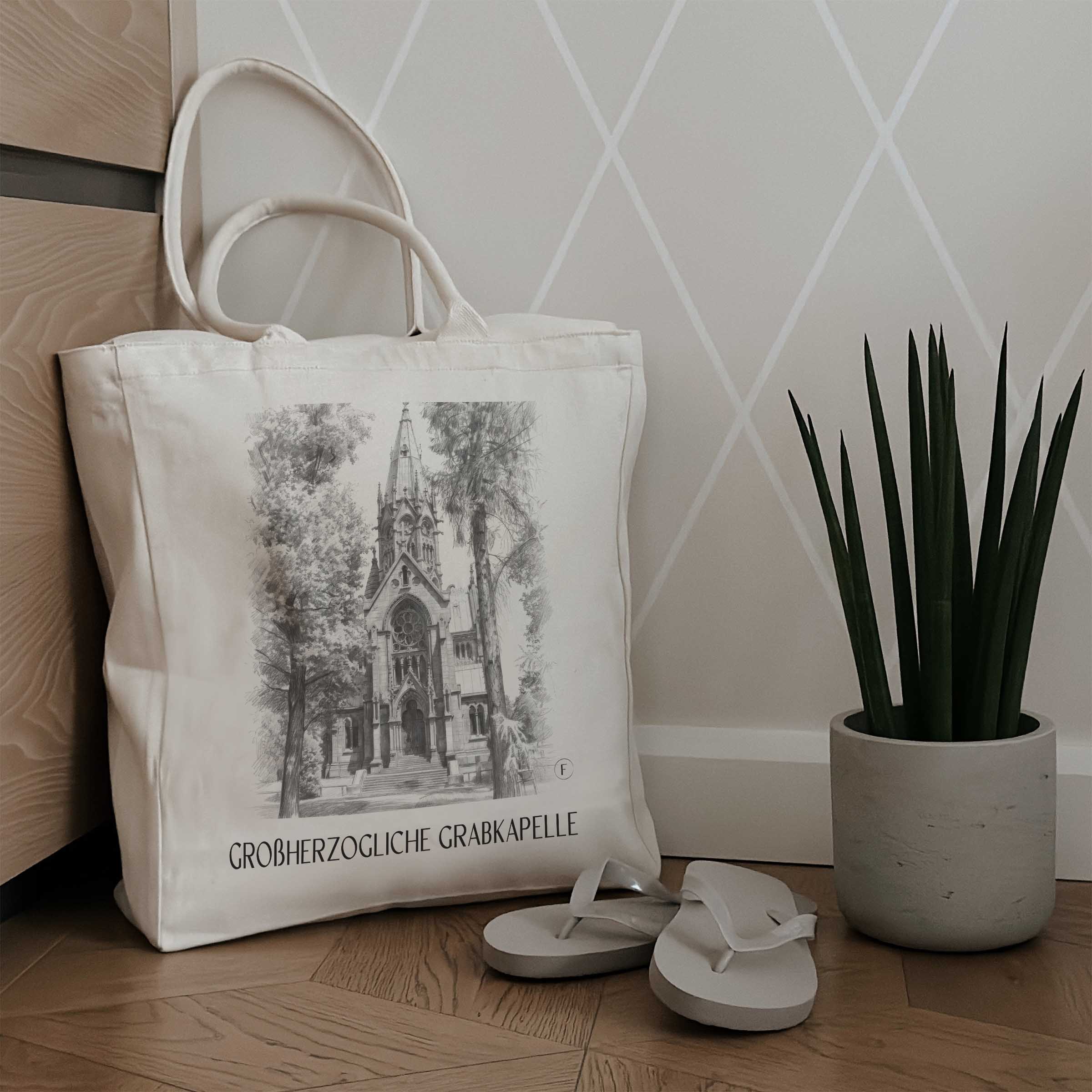großherzogliche-grabkapelle-karlsruhe-deutschland-einkaufstasche-bleistift-zeichnung-drawing