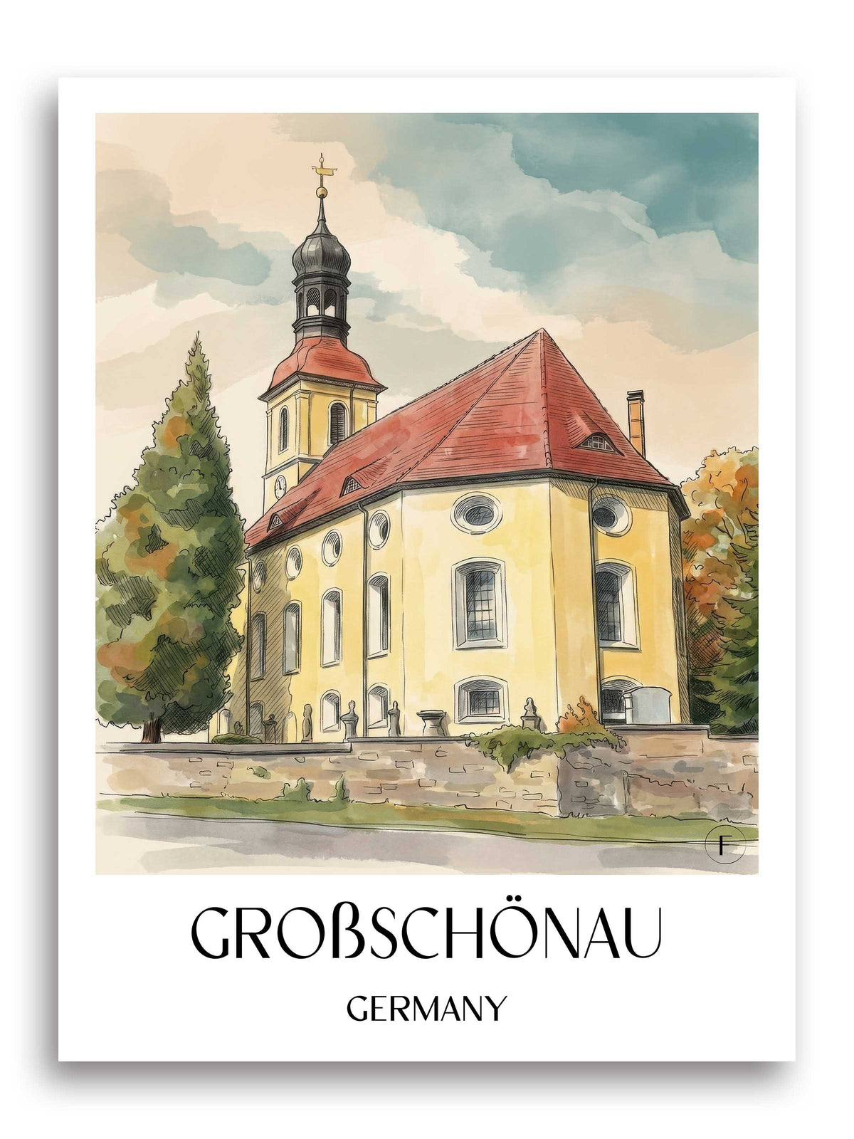 Großschönau Poster - Zittauer Gebirge - Deutschland Kunstdruck - Aquarell von A4 bis A1 - favplace