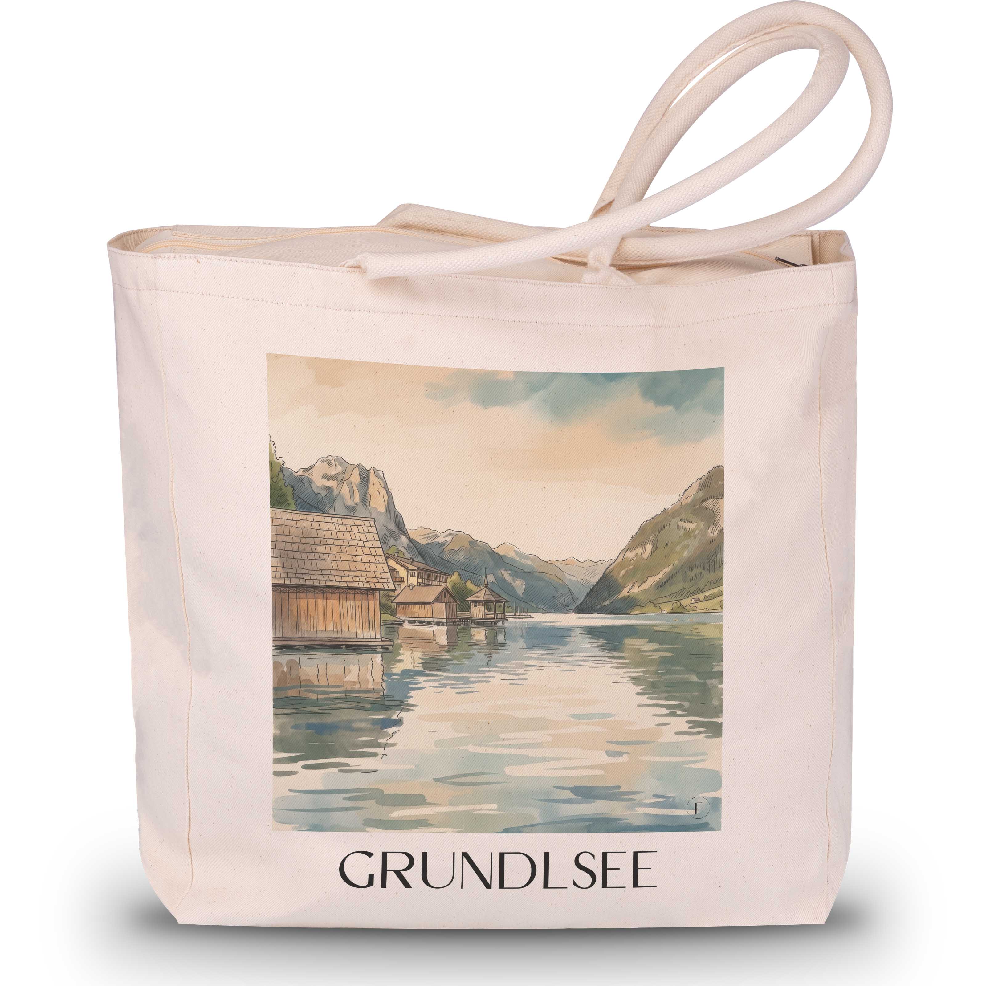 Grundlsee Shopping Tasche - Österreich - Österreich Tote Bag - Einkaufstasche im Aquarell Stil - favplace