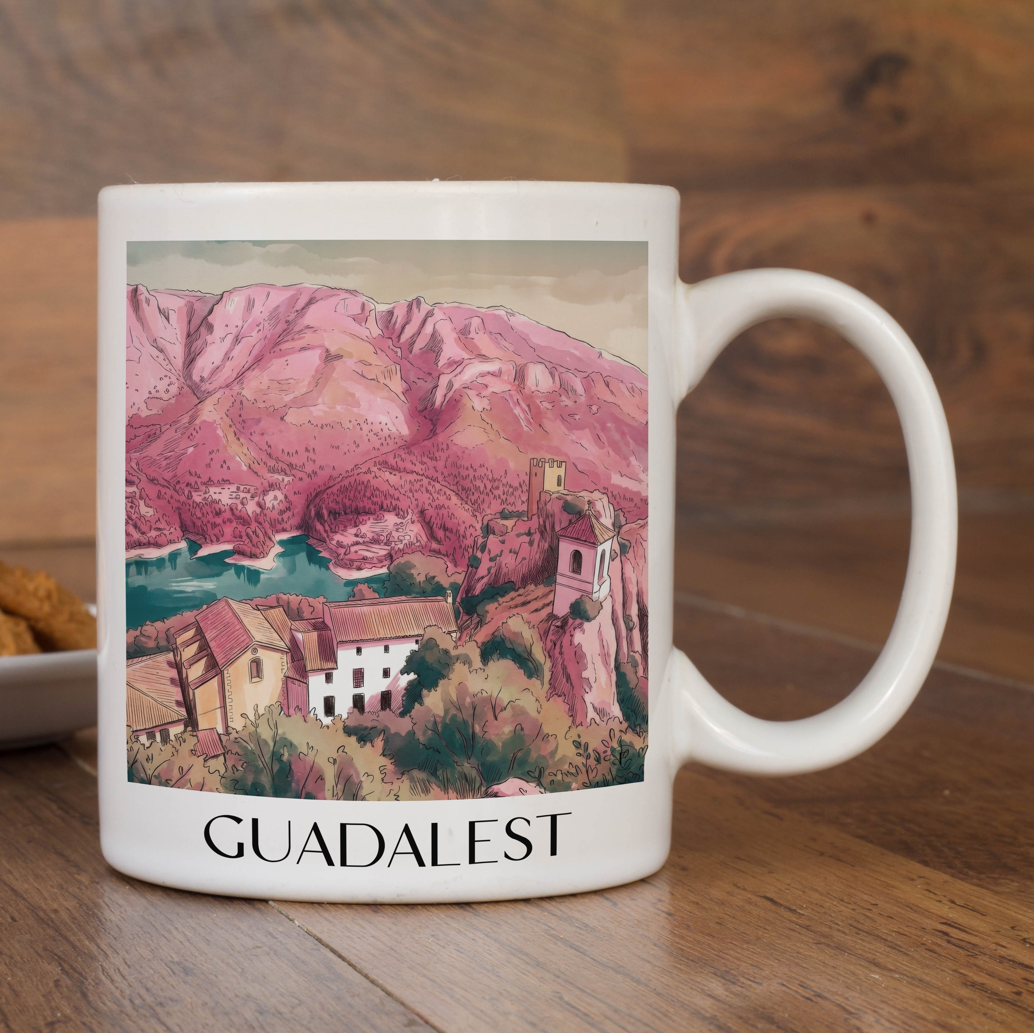 guadalest-spanien-spanien-kaffeebecher-aquarell-pink-rosa