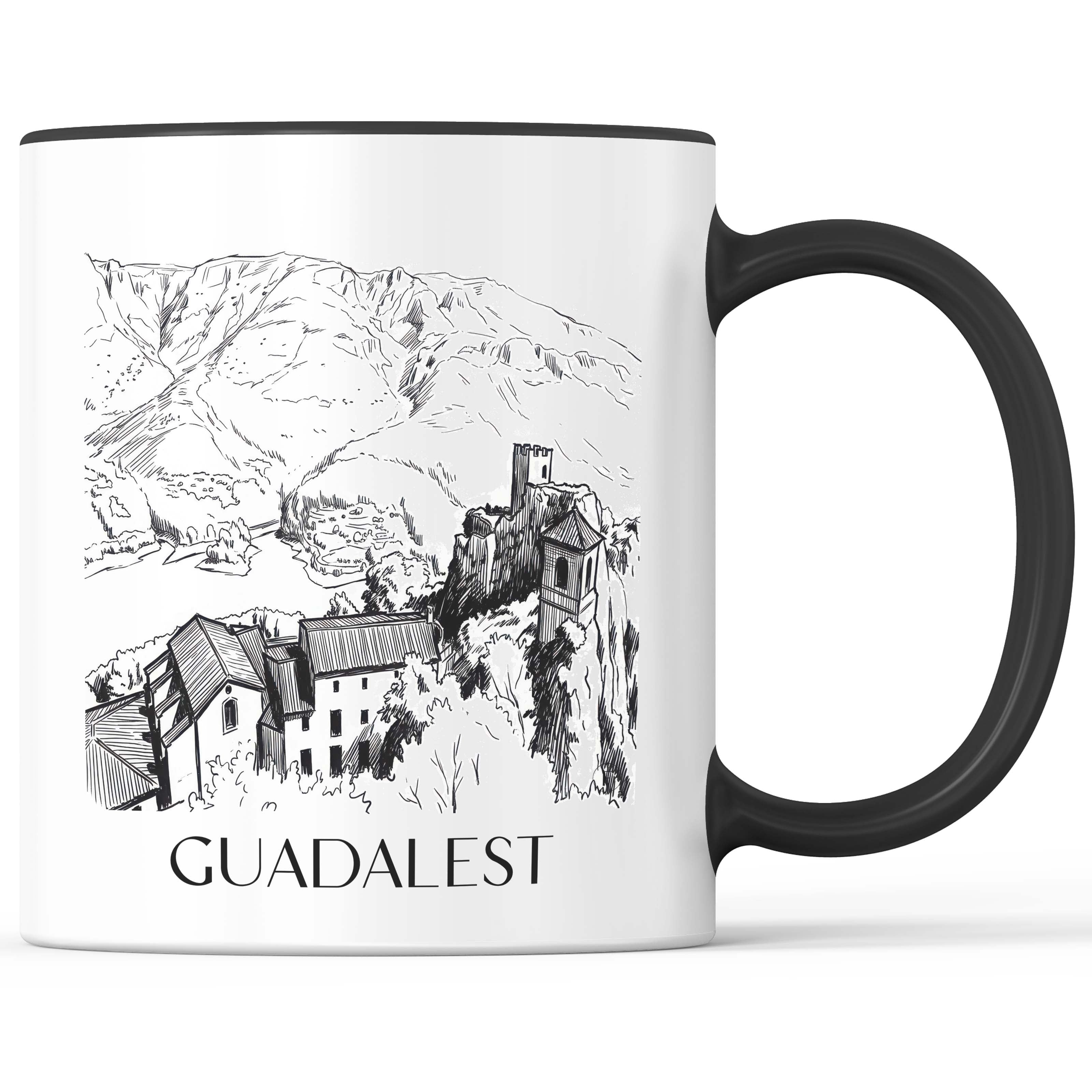 Guadalest Kaffeebecher - Spanien - Spanien Becher - Kaffeetasse im Skizze Stil - favplace