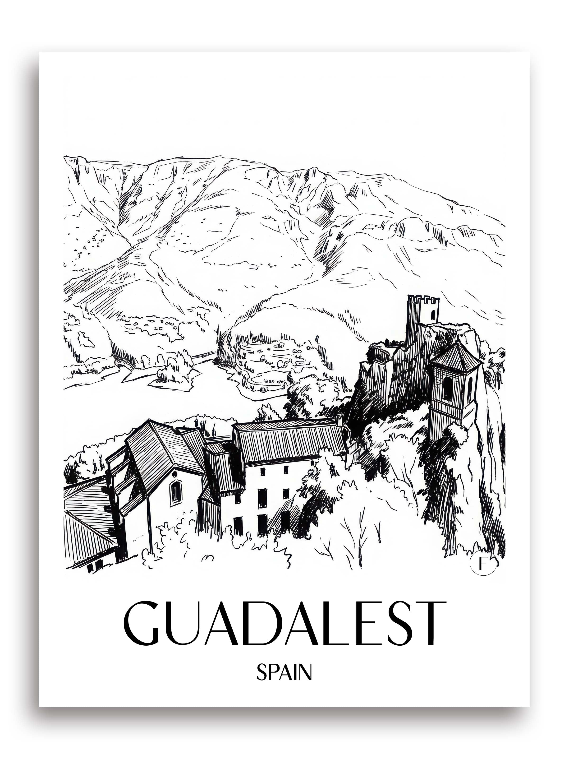 Guadalest Poster - Spanien - Spanien Kunstdruck - Skizze von A4 bis A1 - favplace