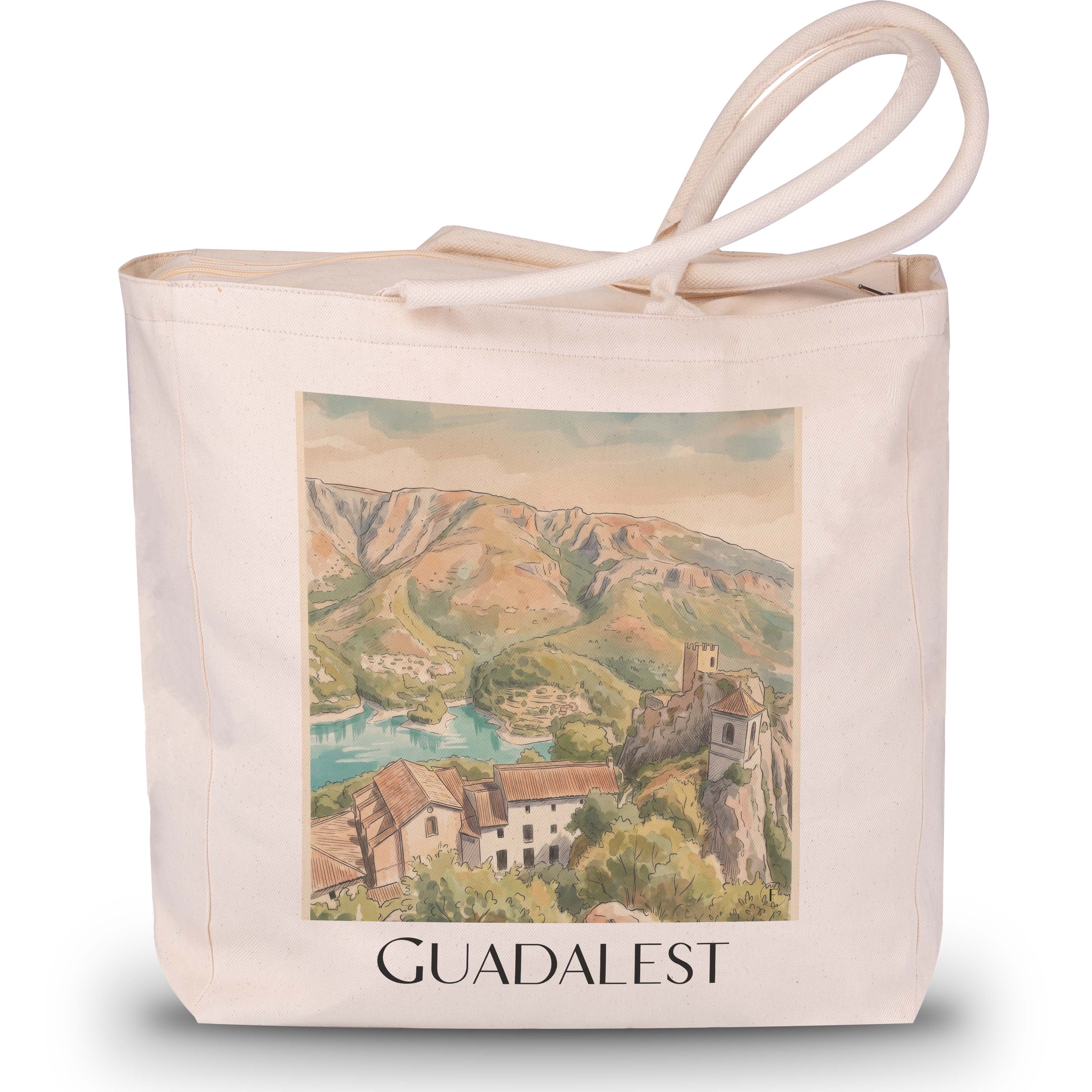 Guadalest Shopping Tasche - Spanien - Spanien Tote Bag - Einkaufstasche im Aquarell Stil - favplace