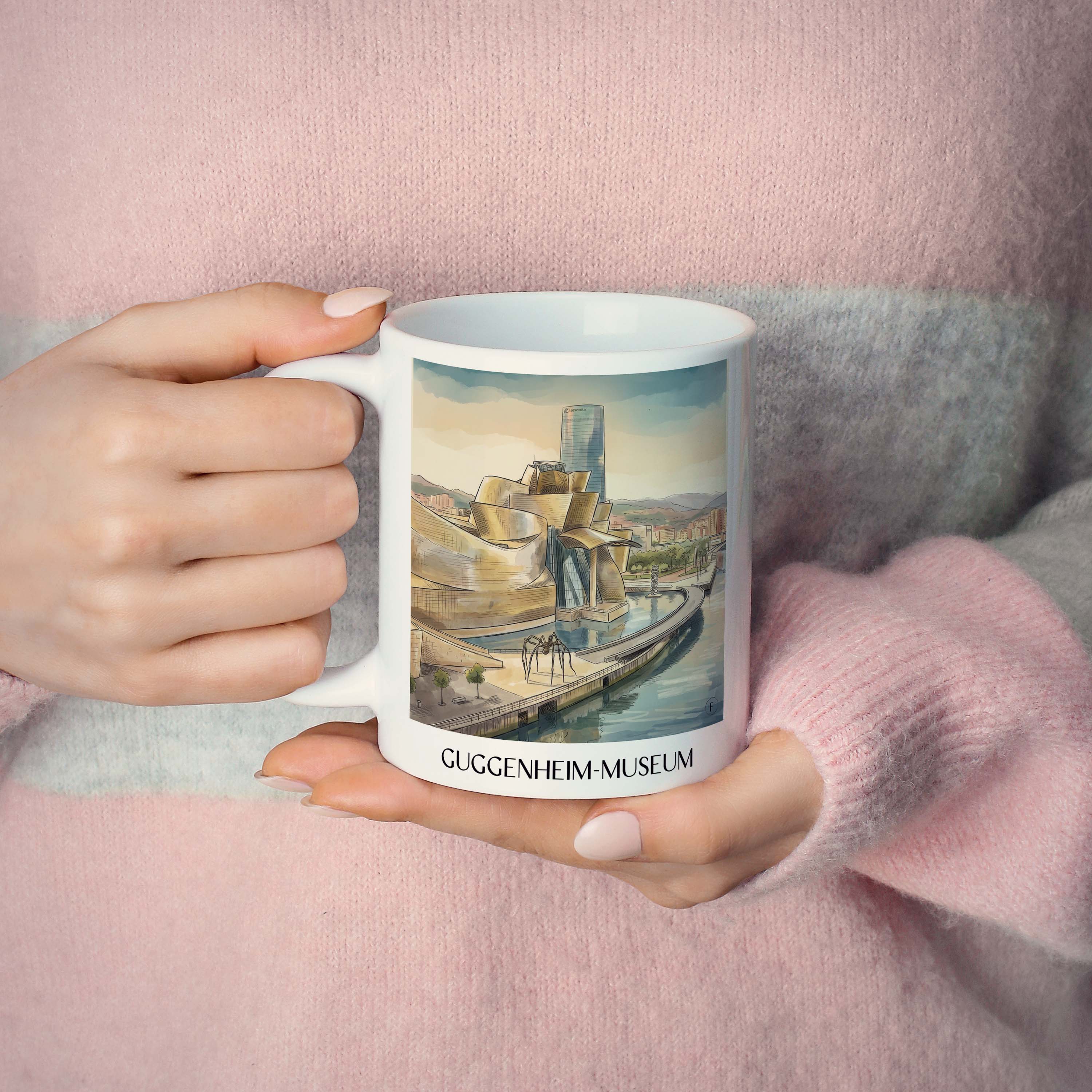 guggenheim-museum-bilbao-spanien-kaffeebecher-aquarell