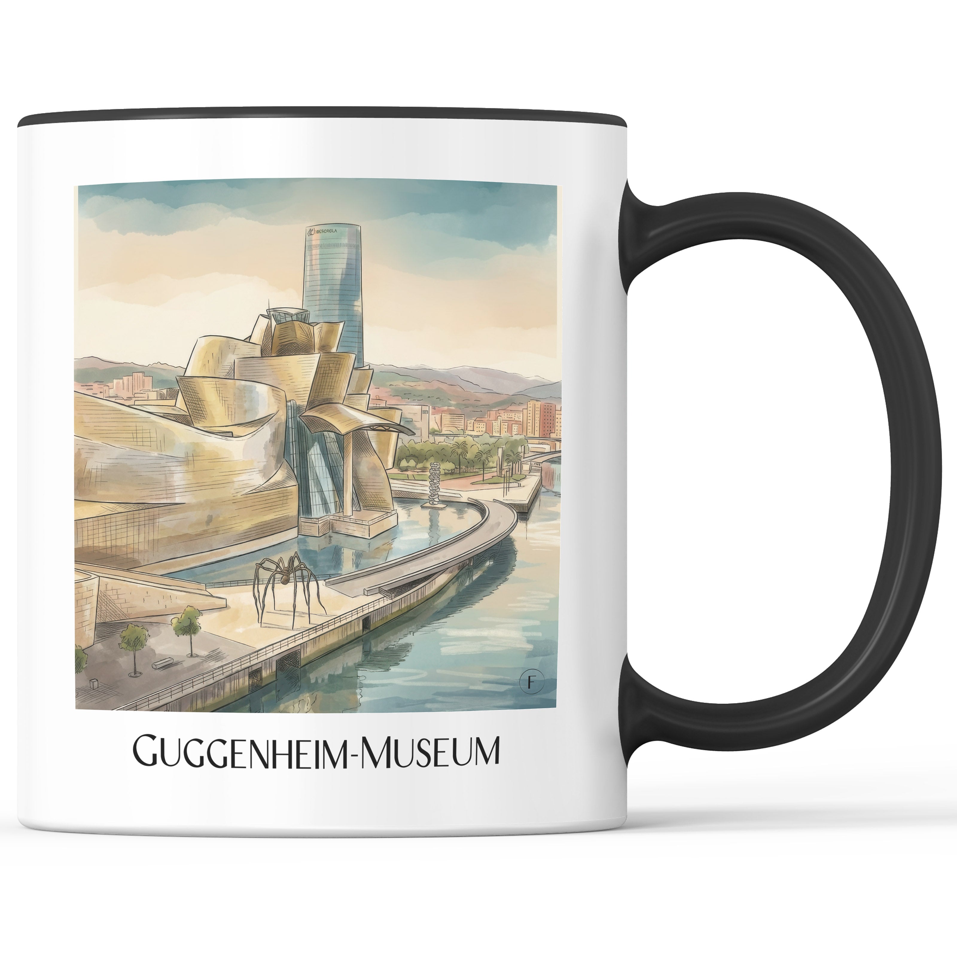 Guggenheim-Museum Kaffeebecher - Bilbao - Spanien Becher - Kaffeetasse im Aquarell Stil - favplace
