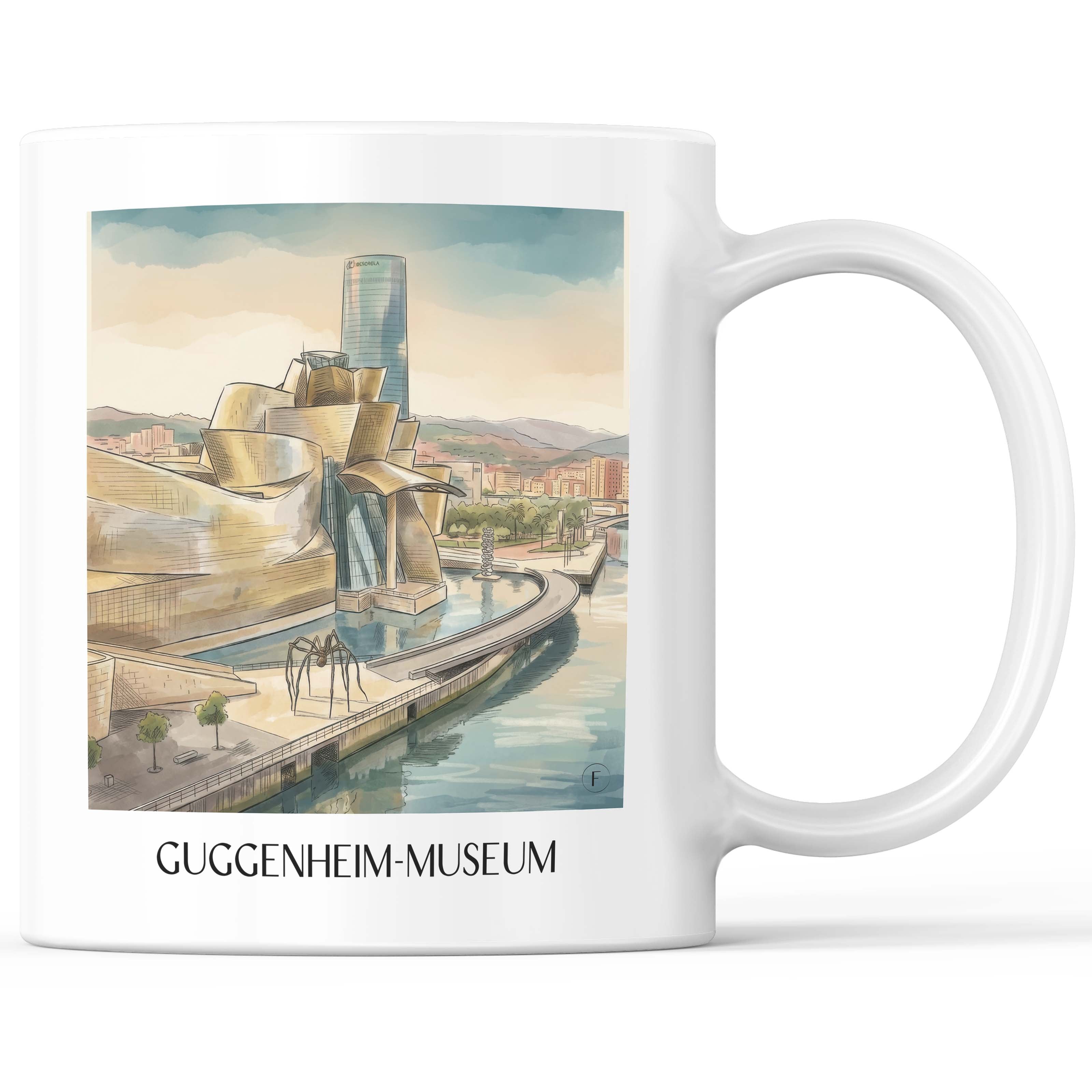 Guggenheim-Museum Kaffeebecher - Bilbao - Spanien Becher - Kaffeetasse im Aquarell Stil - favplace