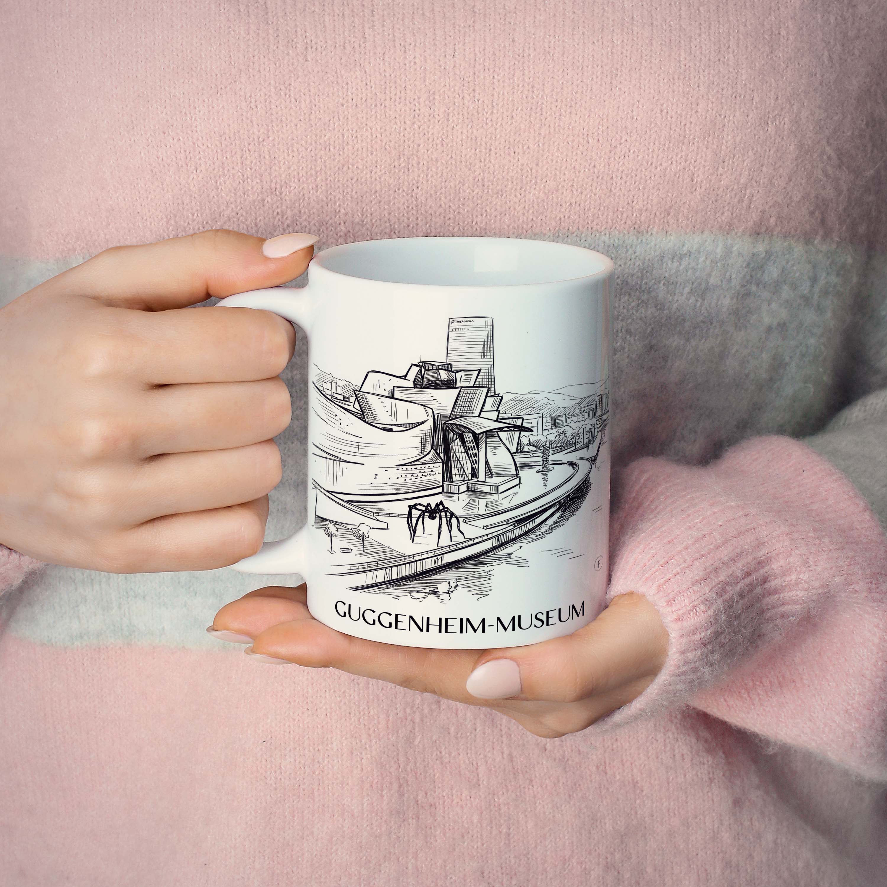 guggenheim-museum-bilbao-spanien-kaffeebecher-skizze
