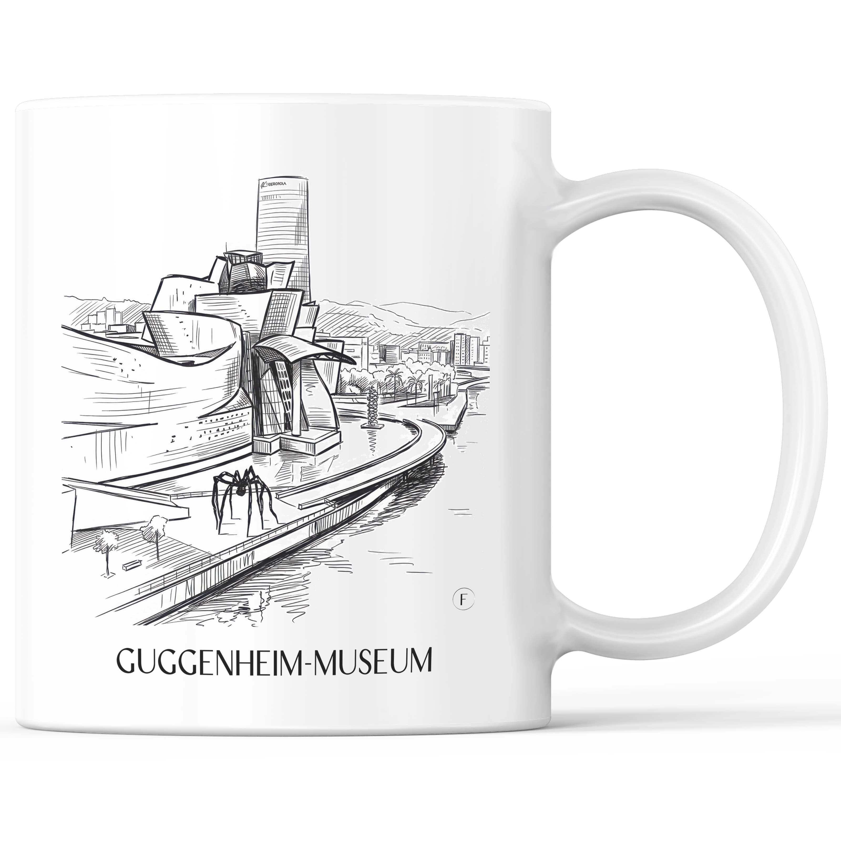 Guggenheim-Museum Kaffeebecher - Bilbao - Spanien Becher - Kaffeetasse im Skizze Stil - favplace