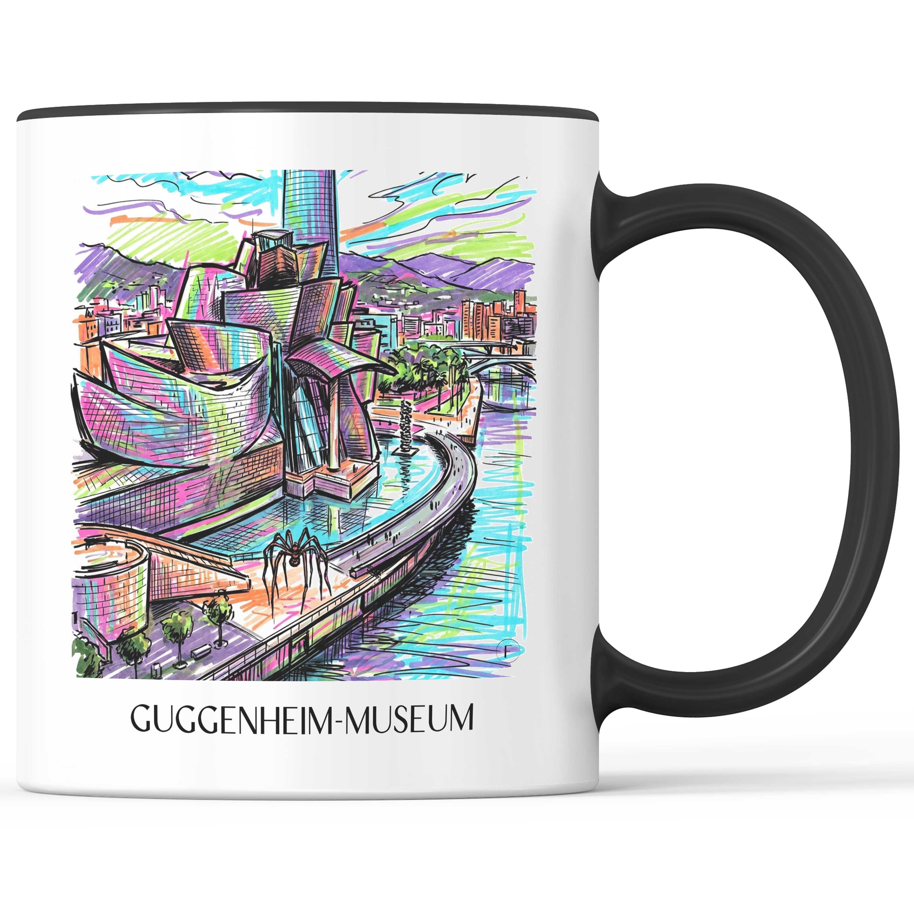 Guggenheim-Museum Kaffeebecher - Bilbao - Spanien Becher - Kaffeetasse im Tag Graffiti Stil - favplace