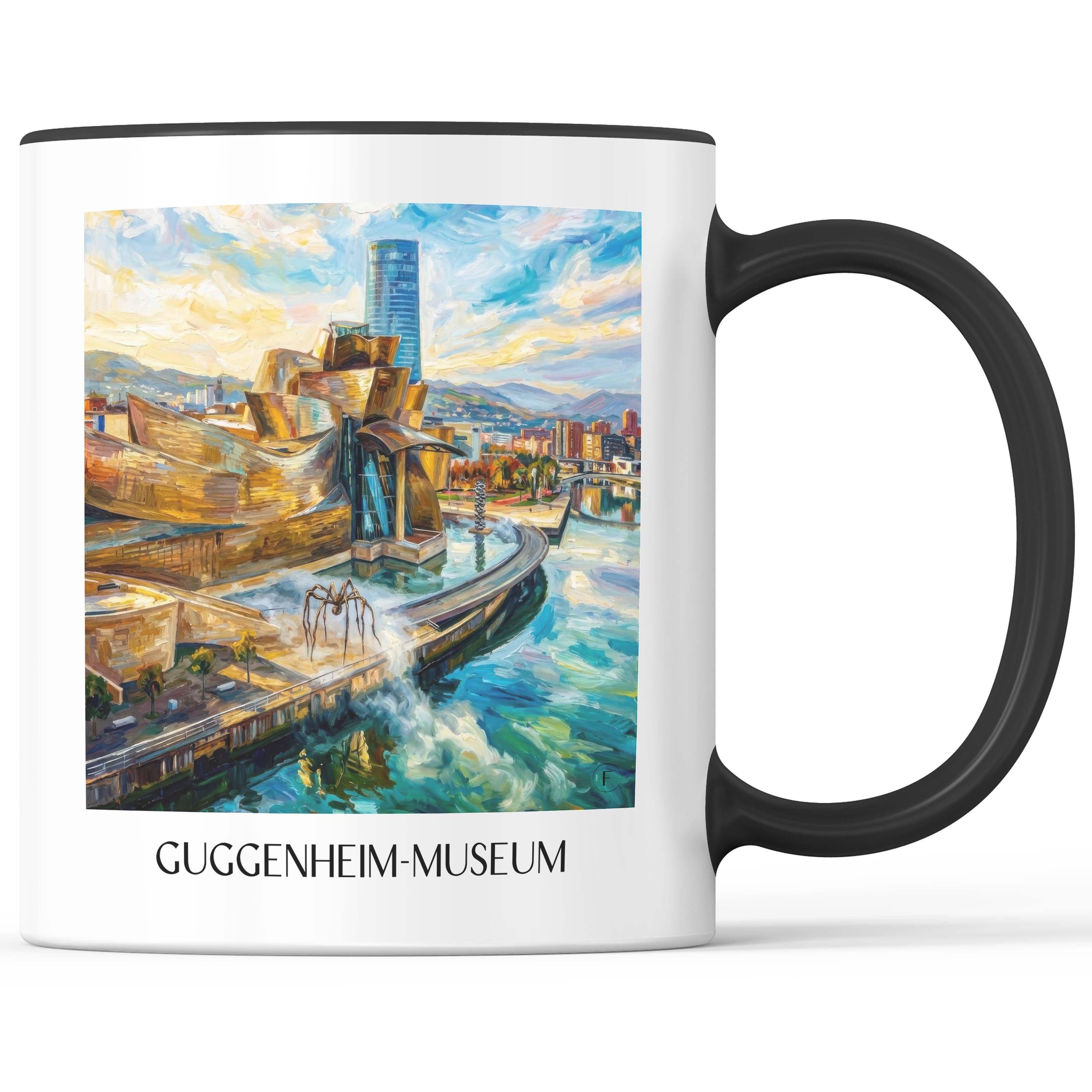Guggenheim-Museum Kaffeebecher - Bilbao - Spanien Becher - Kaffeetasse im Ölgemälde Stil - favplace