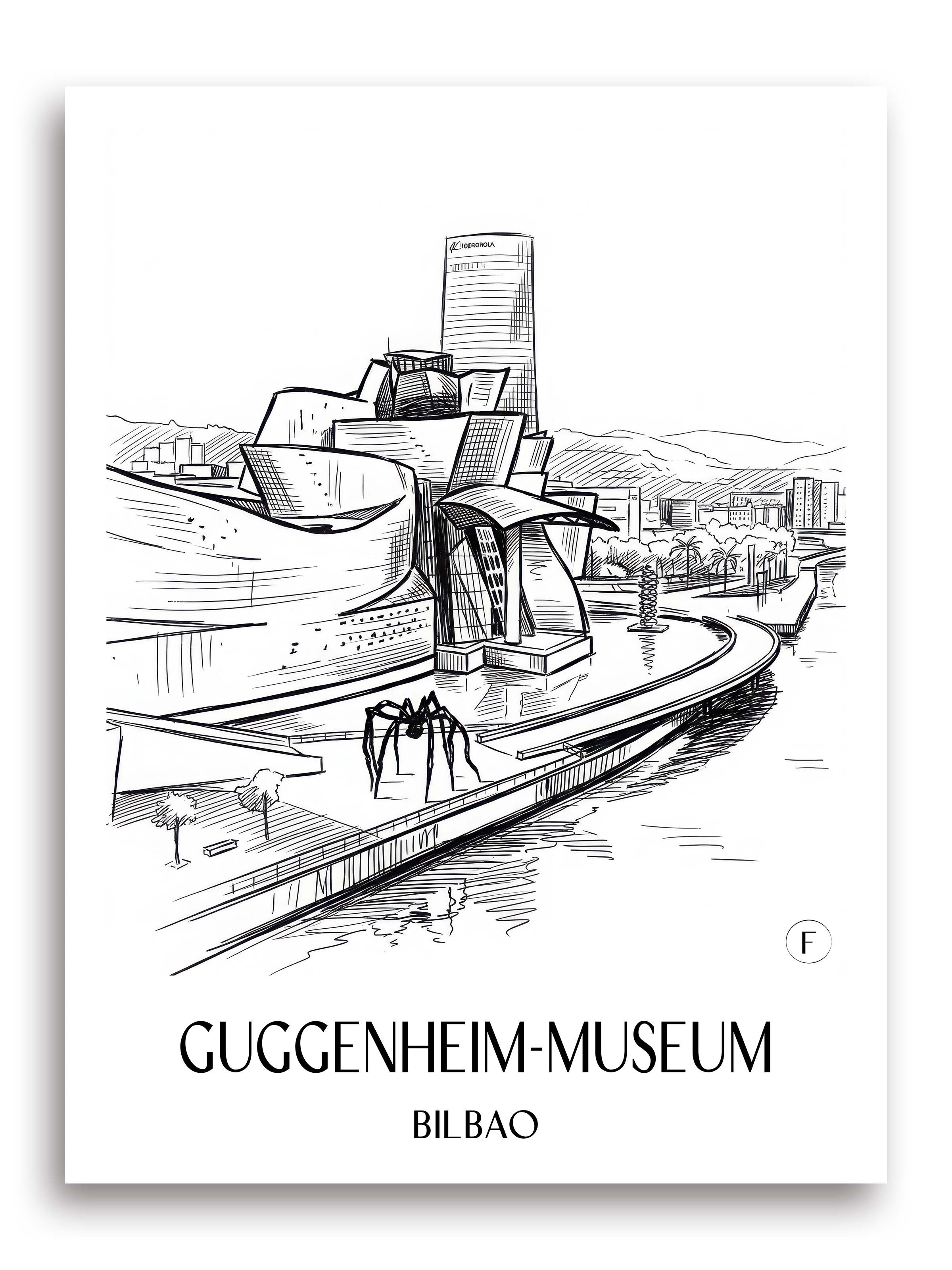 guggenheim-museum-bilbao-spanien-poster-skizze