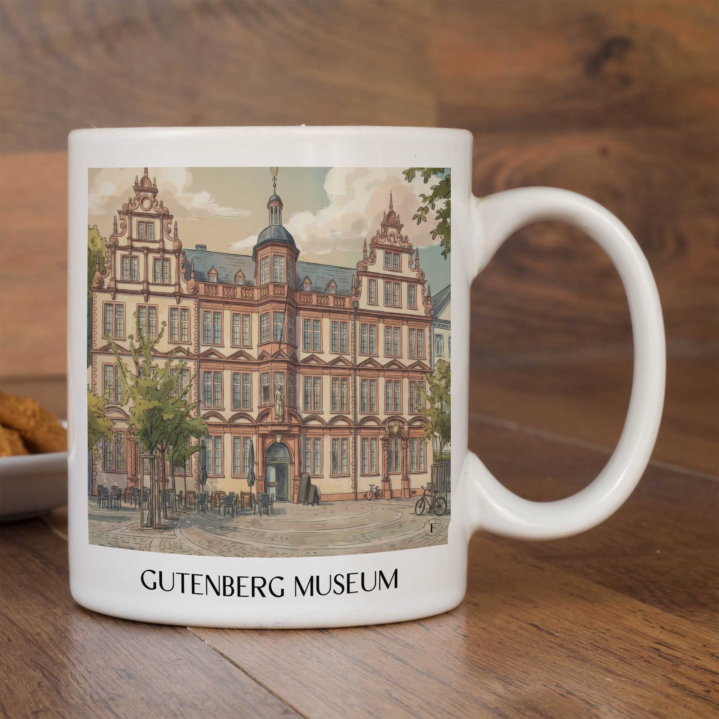 gutenberg-museum-mainz-deutschland-kaffeebecher-aquarell