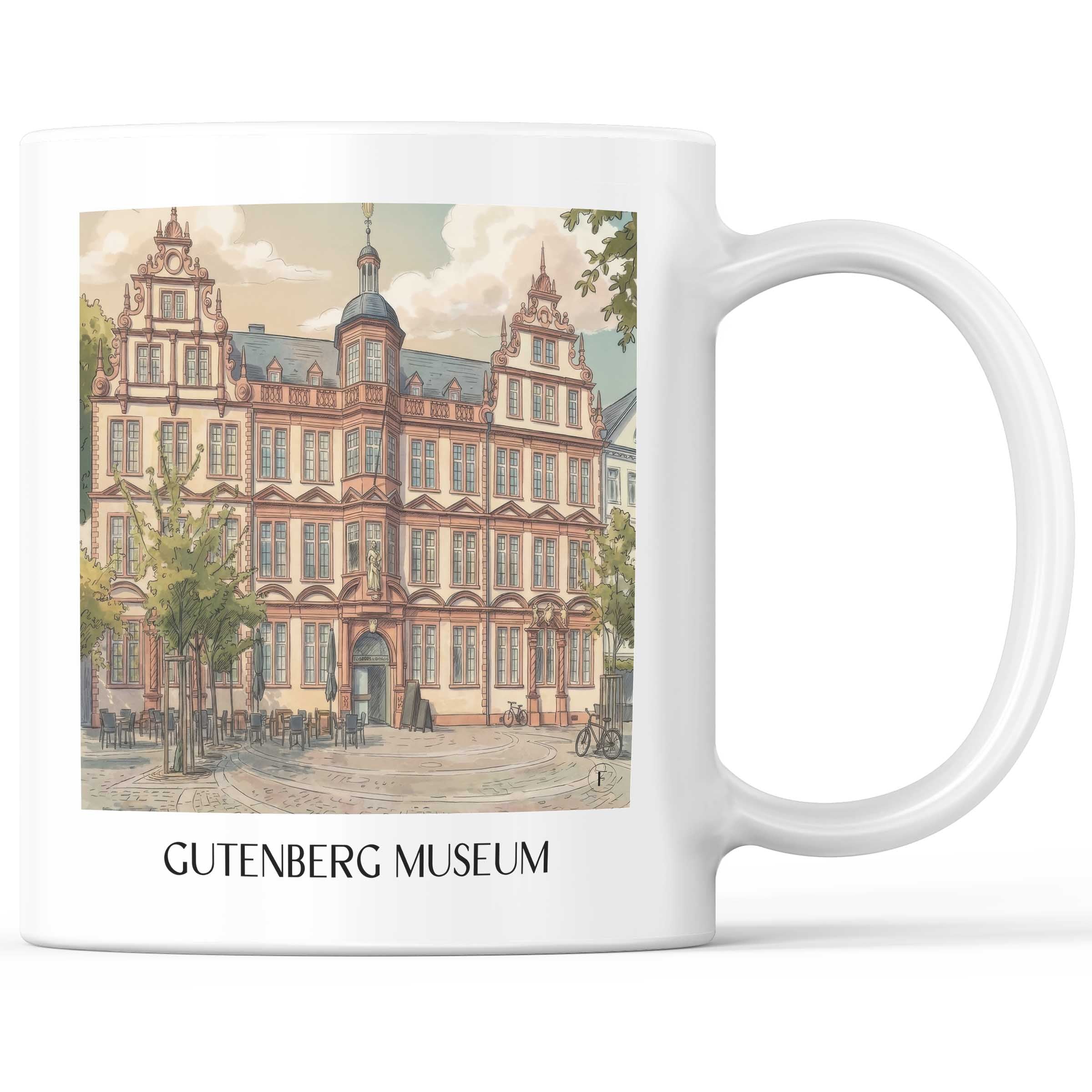 gutenberg-museum-mainz-deutschland-kaffeebecher-aquarell