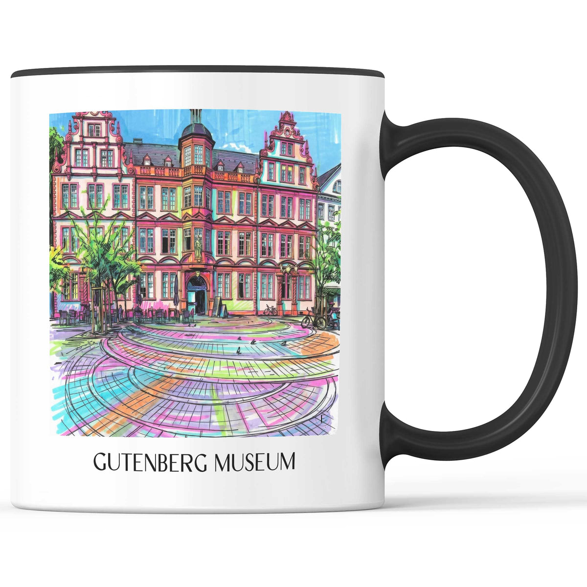 Gutenberg Museum Kaffeebecher - Mainz - Deutschland Becher - Kaffeetasse im Tag Graffiti Stil - favplace