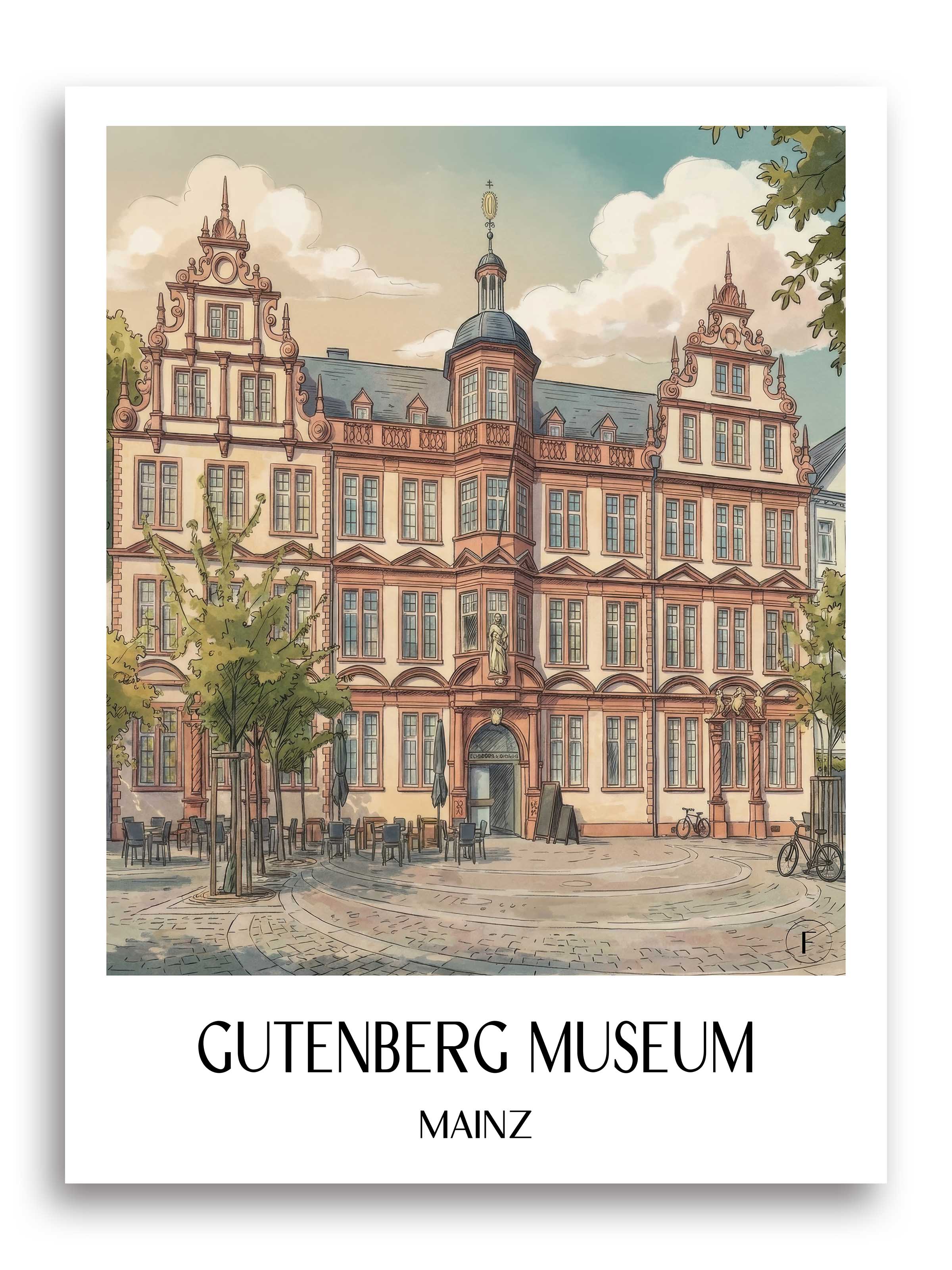 gutenberg-museum-mainz-deutschland-poster-aquarell