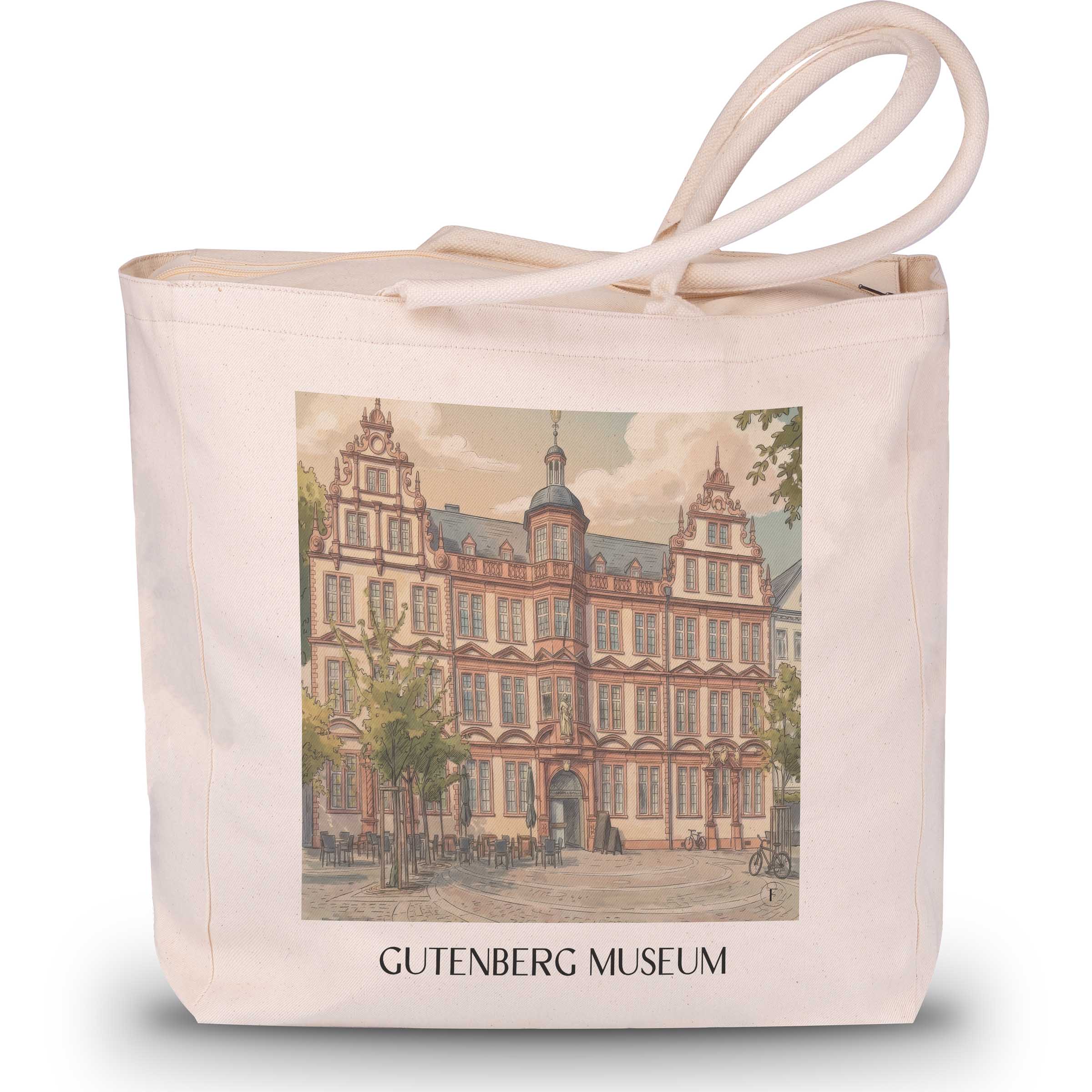 Gutenberg Museum Shopping Tasche - Mainz - Deutschland Tote Bag - Einkaufstasche im Aquarell Stil - favplace