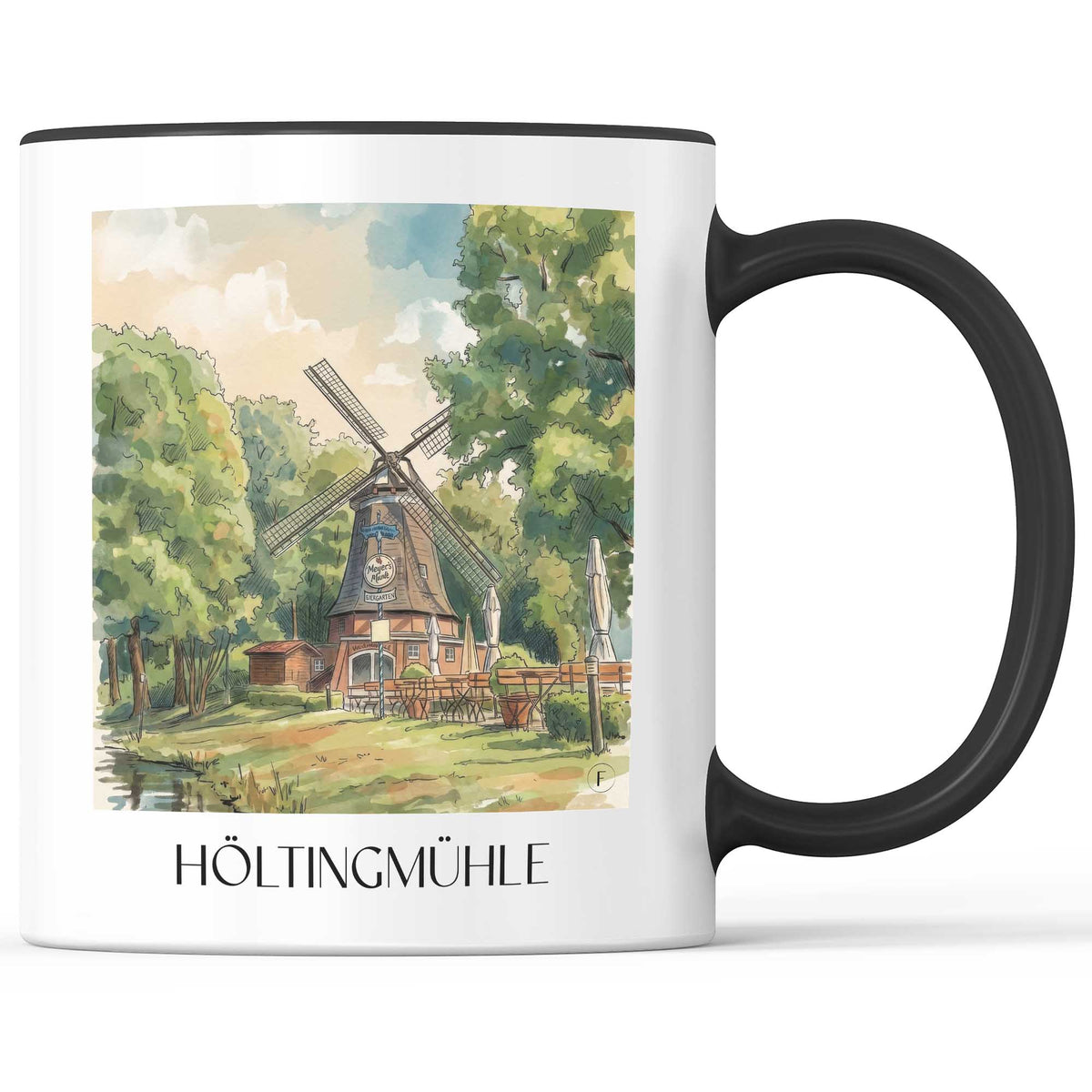 Höltingmühle Kaffeebecher - Meppen - Deutschland Becher - Kaffeetasse im Aquarell Stil - favplace