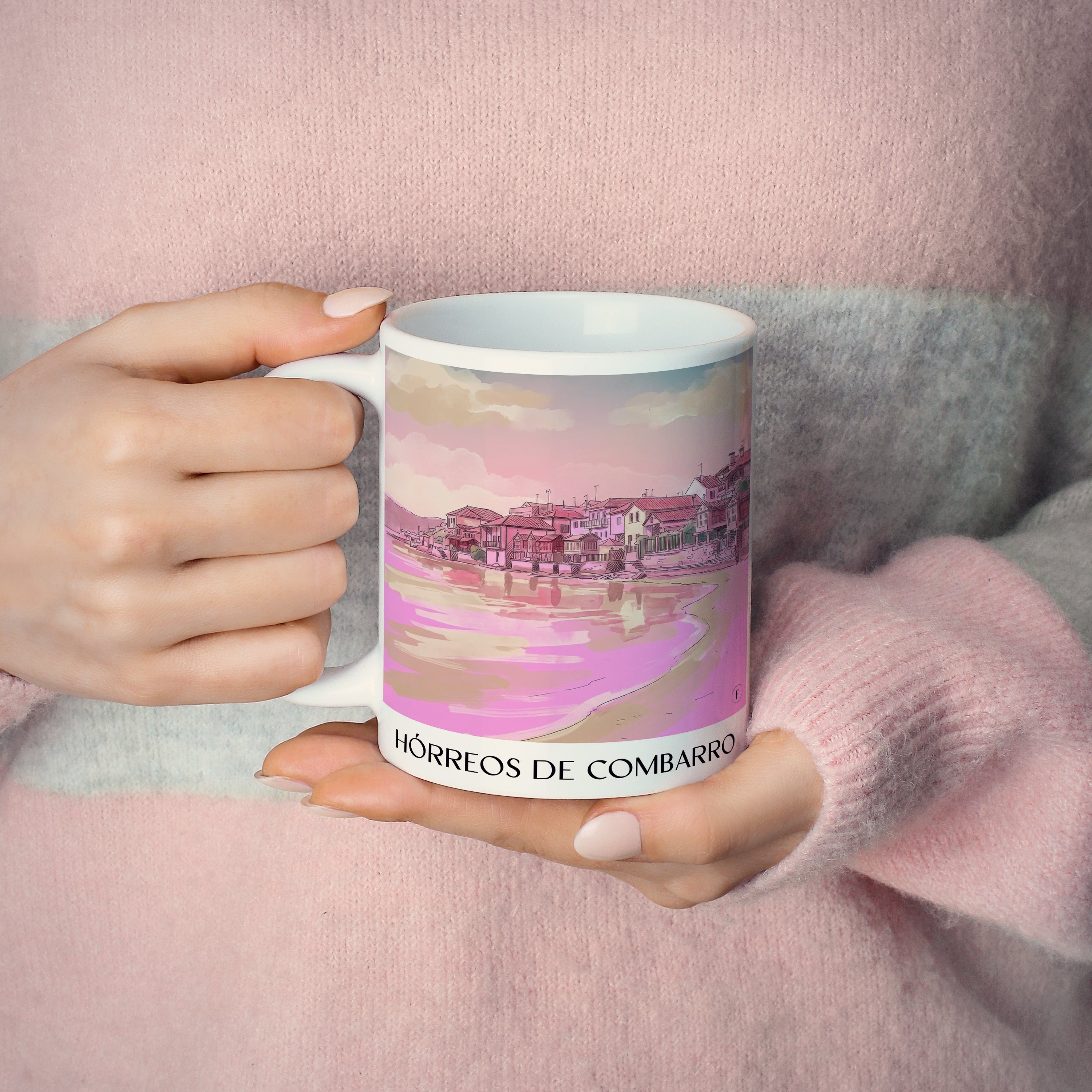 hórreos-de-combarro-spanien-spanien-kaffeebecher-aquarell-pink-rosa