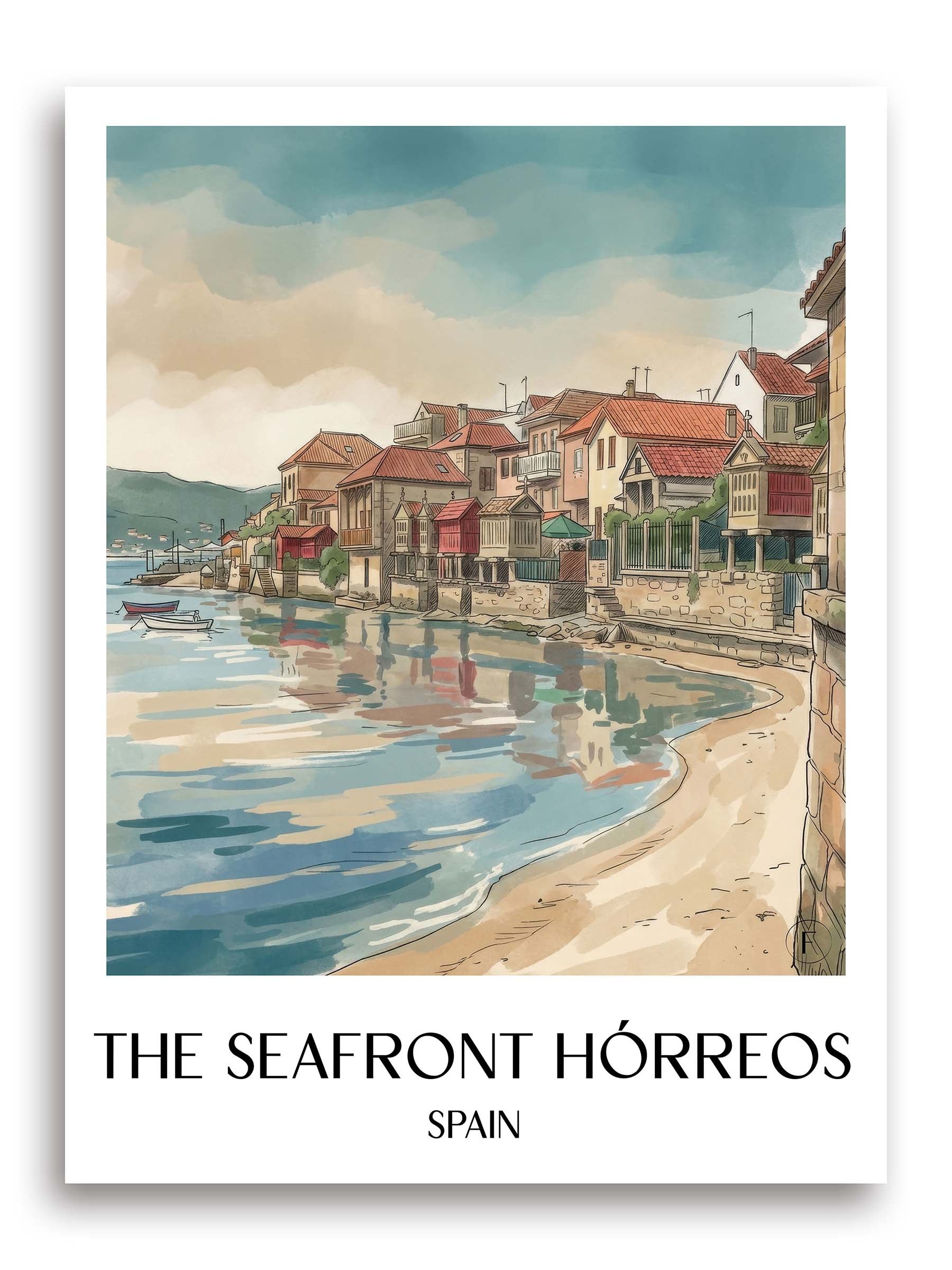 Hórreos de Combarro Poster - Spanien - Spanien und Spanien Kunstdruck - Aquarell von A4 bis A1 - favplace