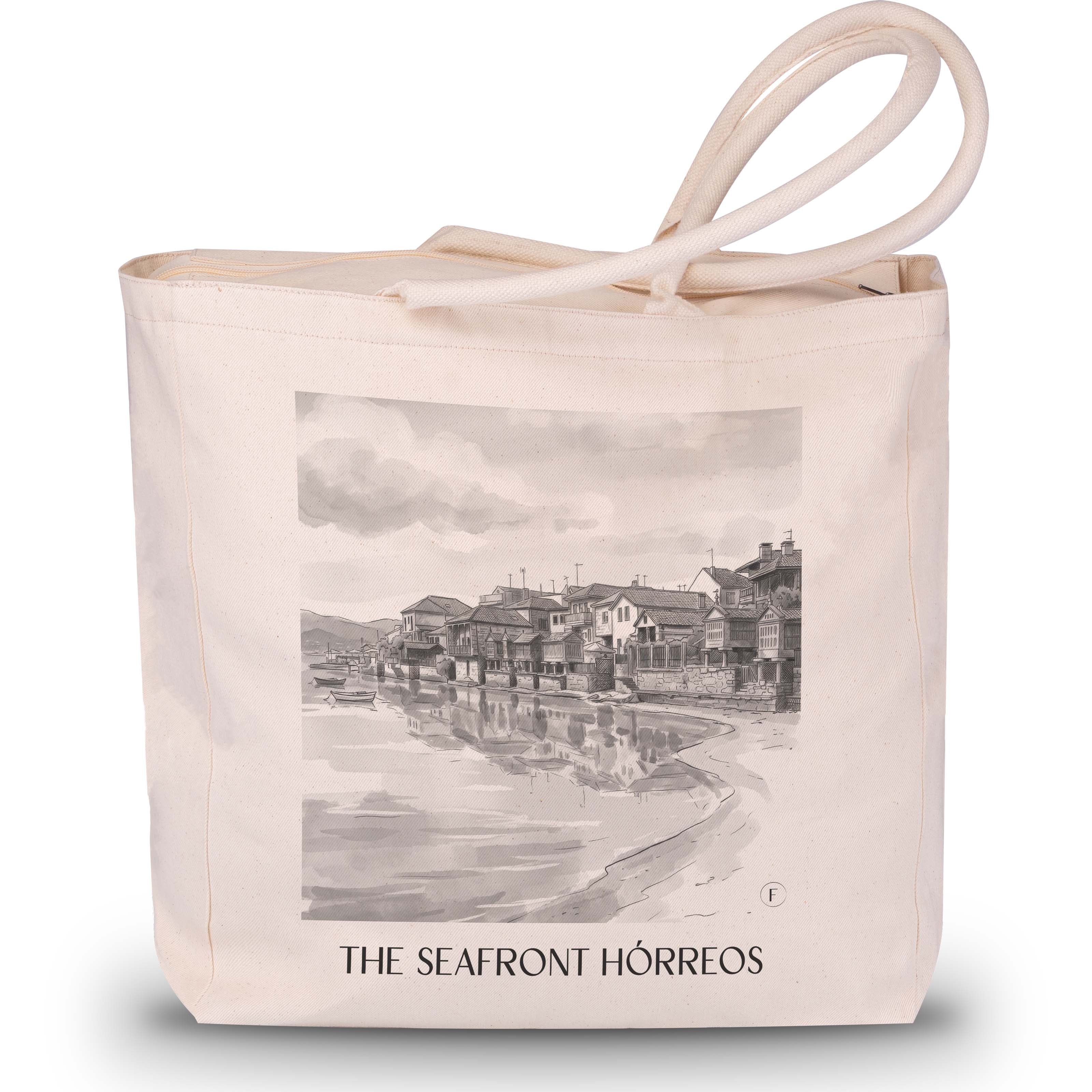 Hórreos de Combarro Shopping Tasche - Spanien - Spanien Tote Bag - Einkaufstasche im Aquarell Schwarz-Weiß Stil - favplace