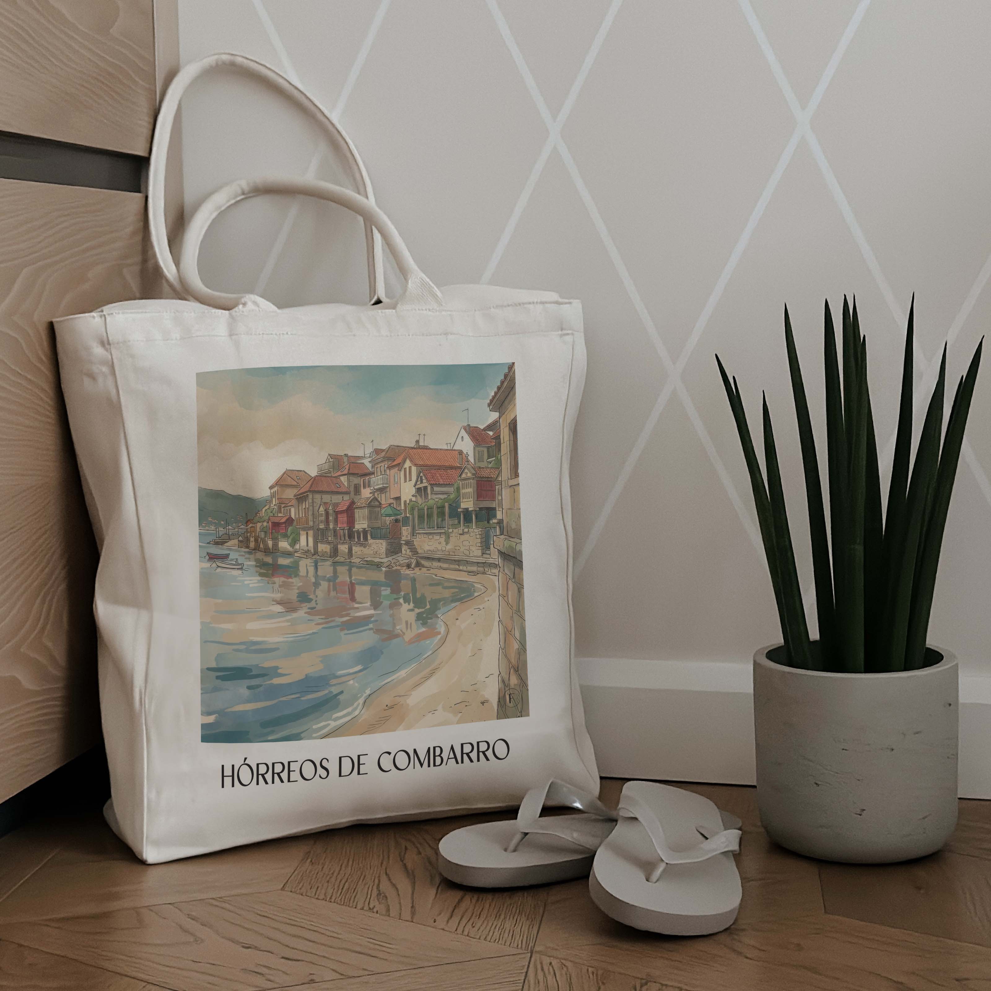 hórreos-de-combarro-spanien-spanien-einkaufstasche-aquarell