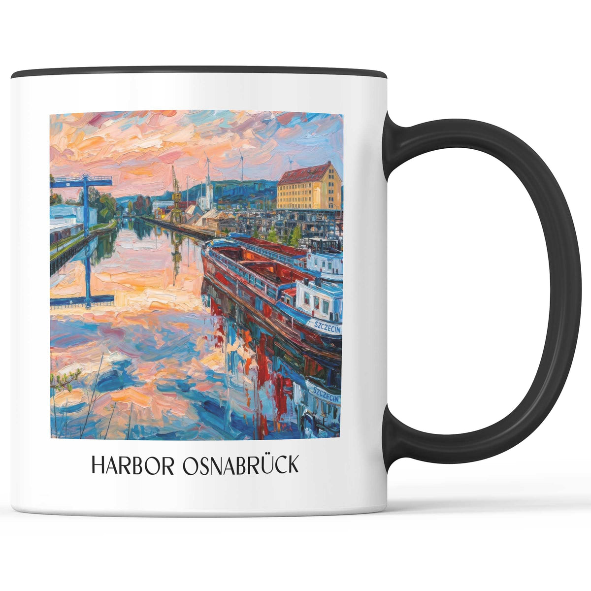 Hafen Kaffeebecher - Osnabrück - Deutschland Becher - Kaffeetasse im Ölgemälde Stil - favplace