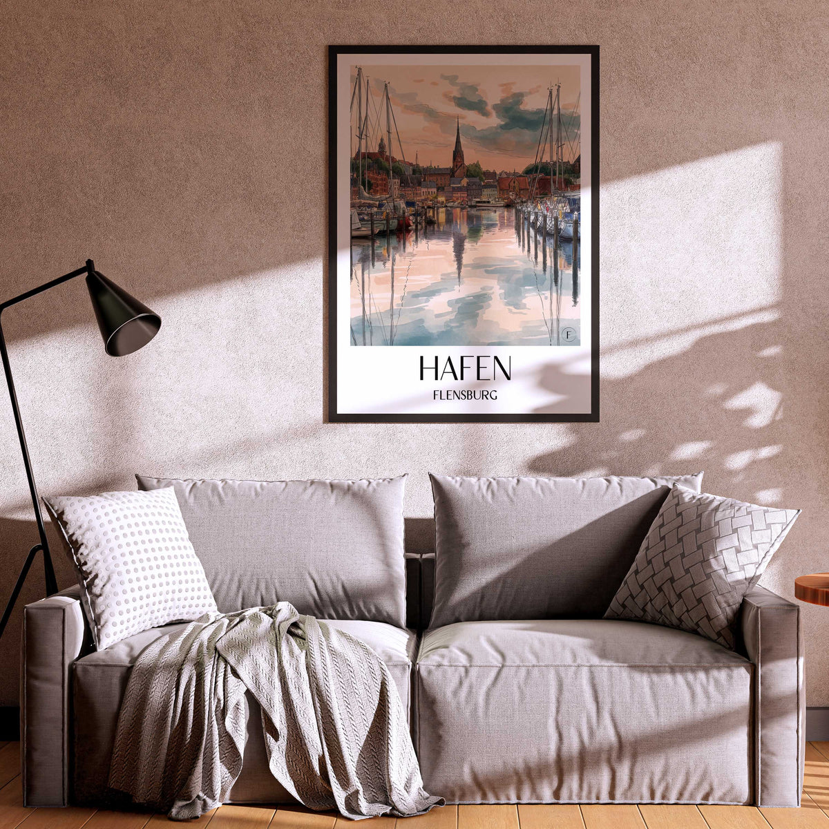 hafen-flensburg-deutschland-poster-aquarell