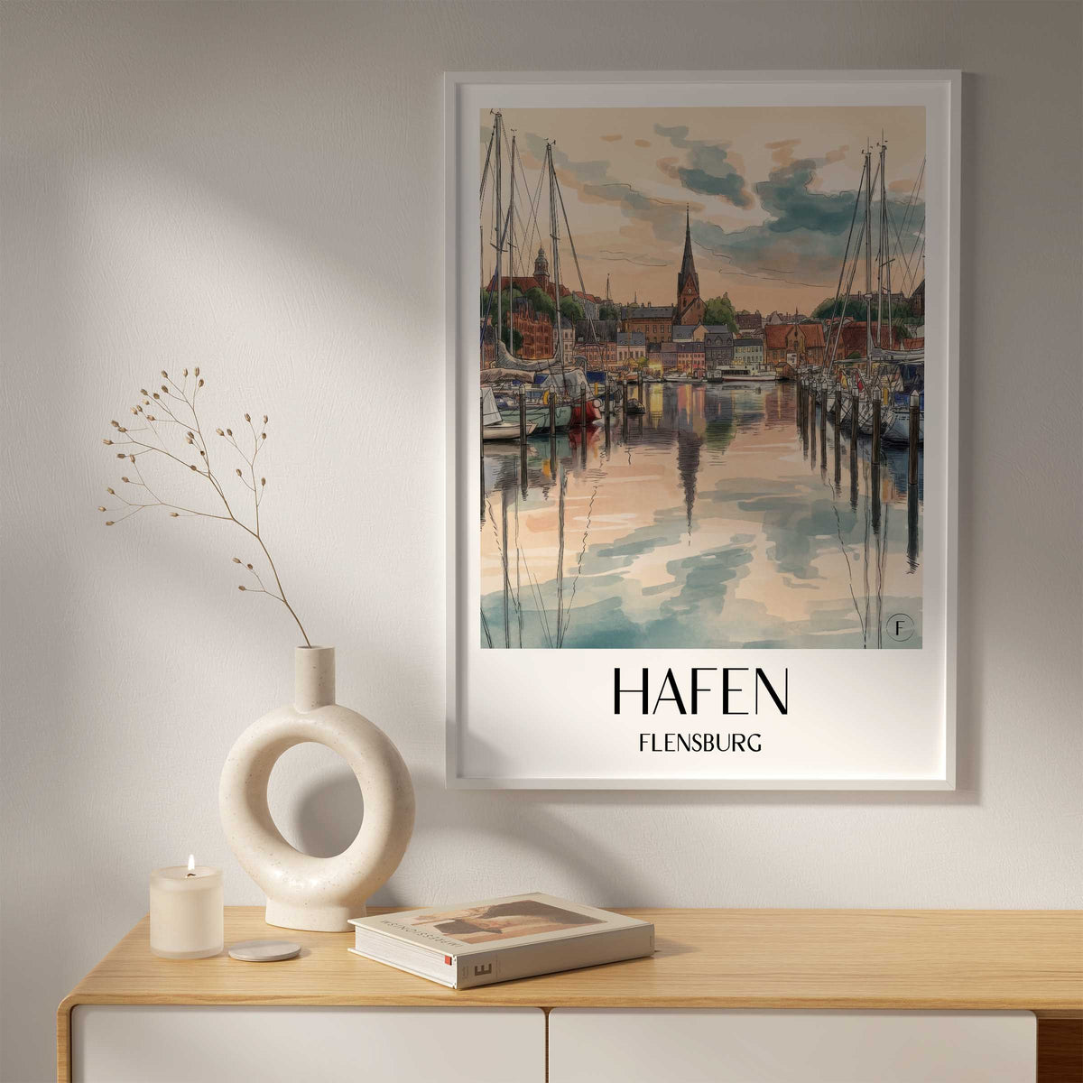 hafen-flensburg-deutschland-poster-aquarell