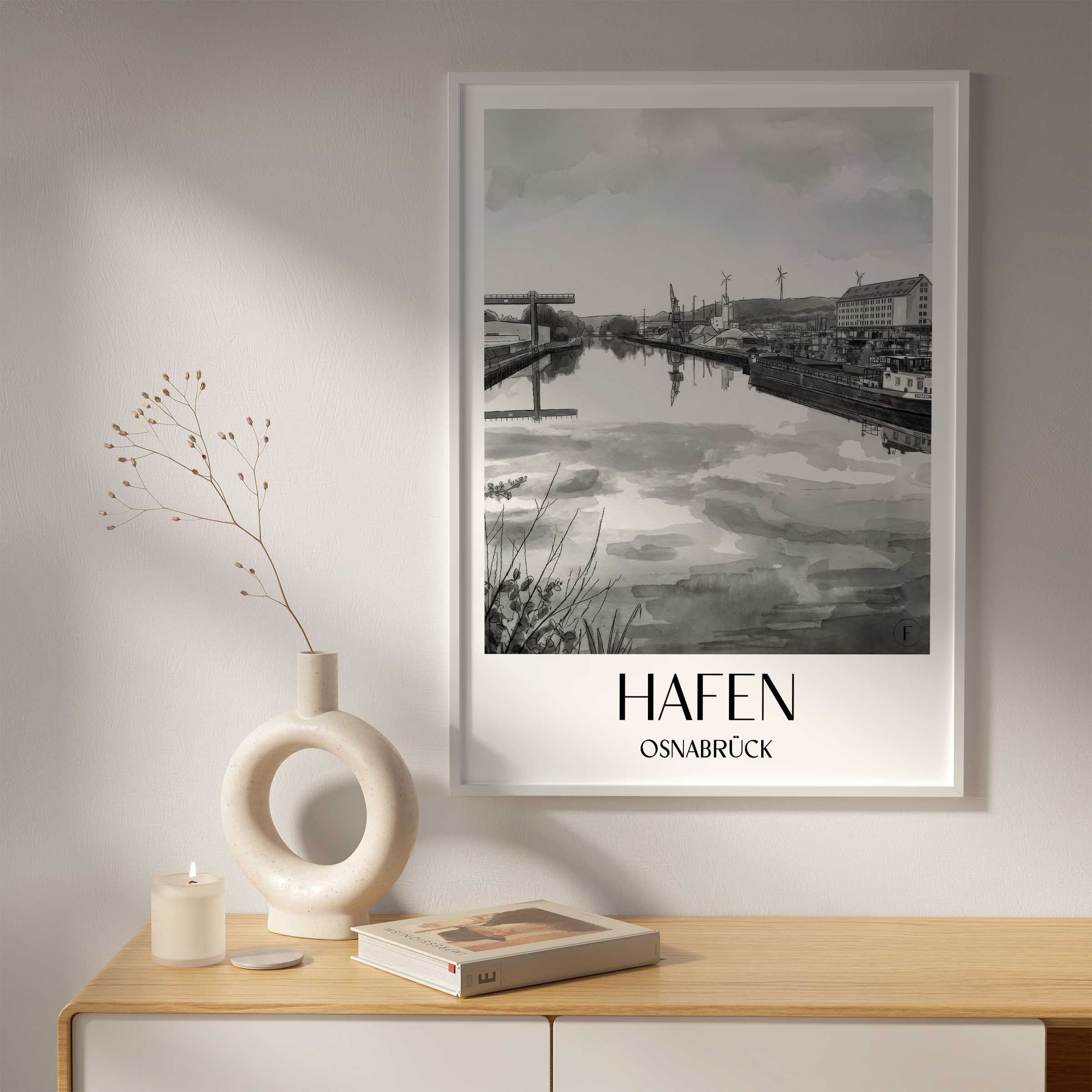 hafen-osnabrück-deutschland-poster-aquarell-schwarz-weiss