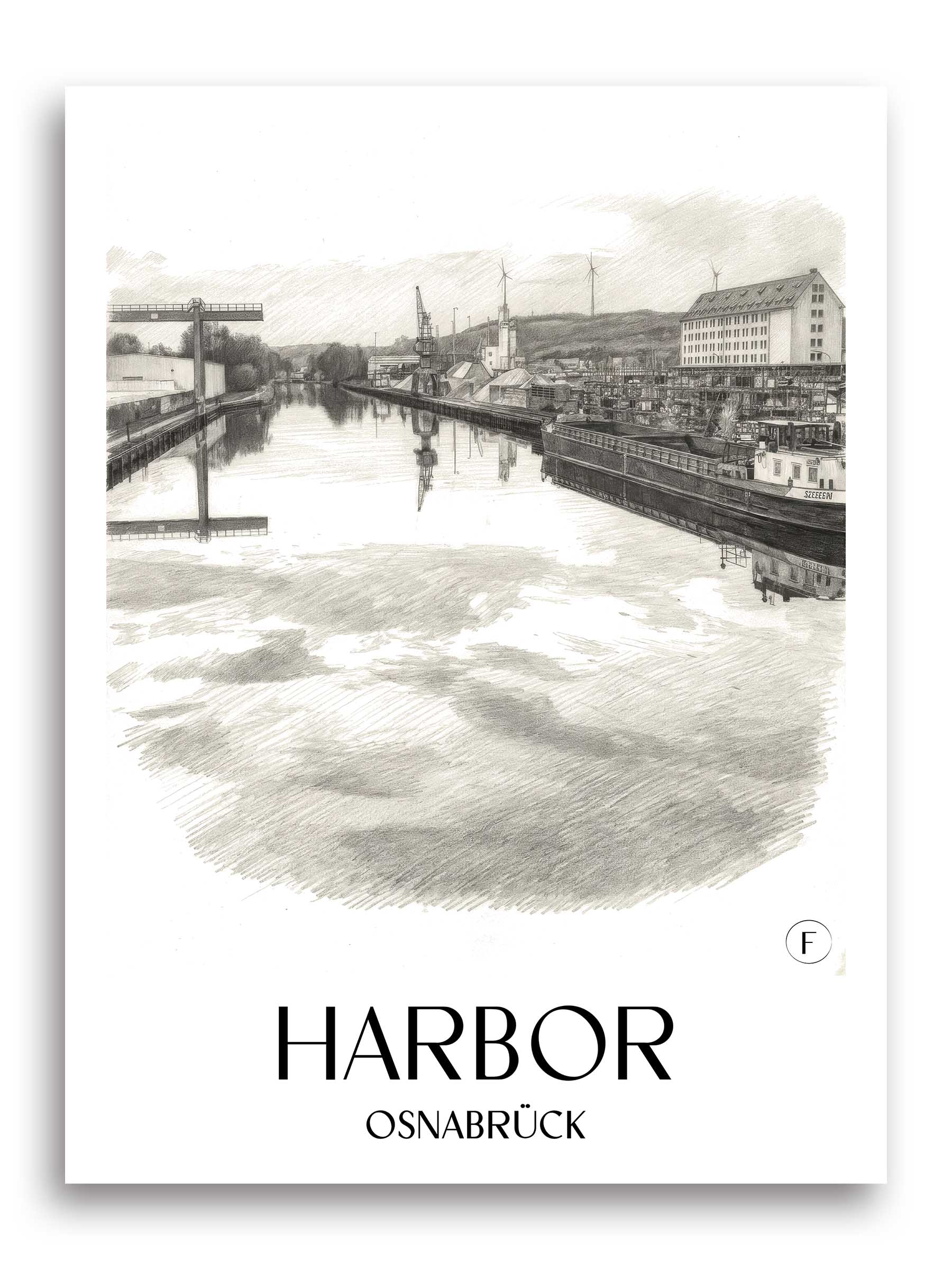 Hafen Poster - Osnabrück - Deutschland Kunstdruck - Zeichnung von A4 bis A1